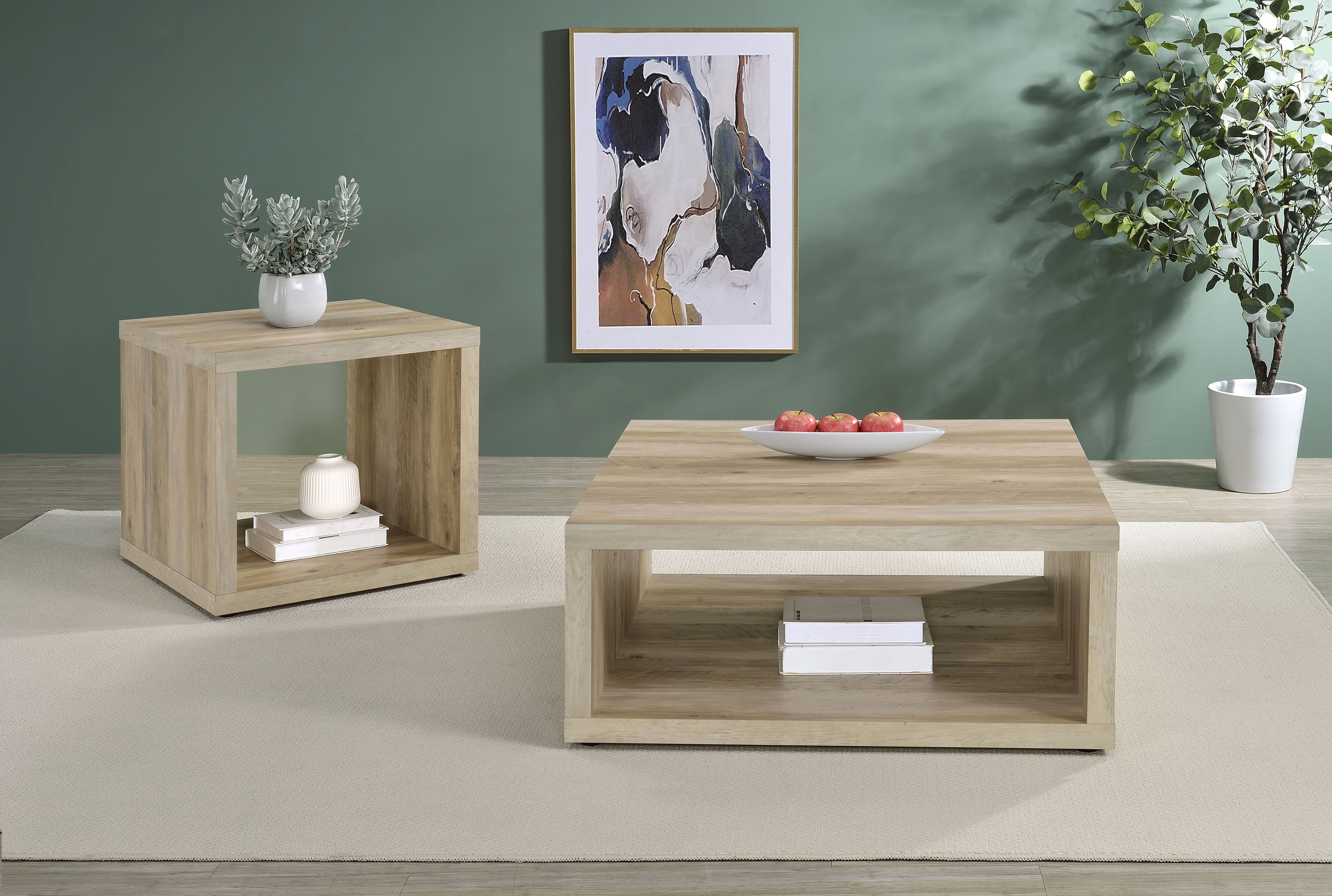 Dar Furniture - Coaster - Frisco 2-piece Coffee and End Table Set Distressed Pine - 710518-S2