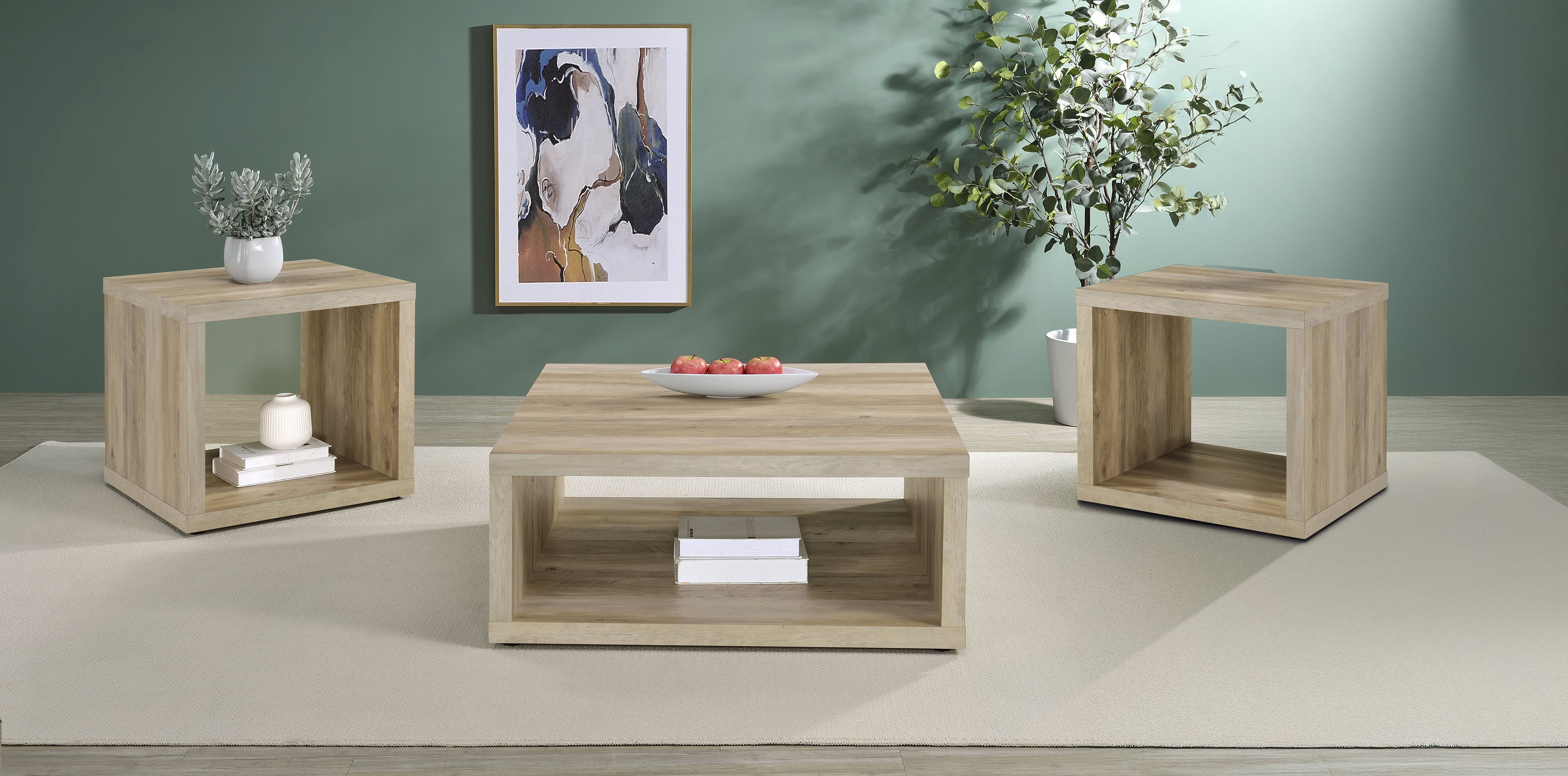 Dar Furniture - Coaster - Frisco 3-piece Coffee and End Table Set Distressed Pine - 710518-S3