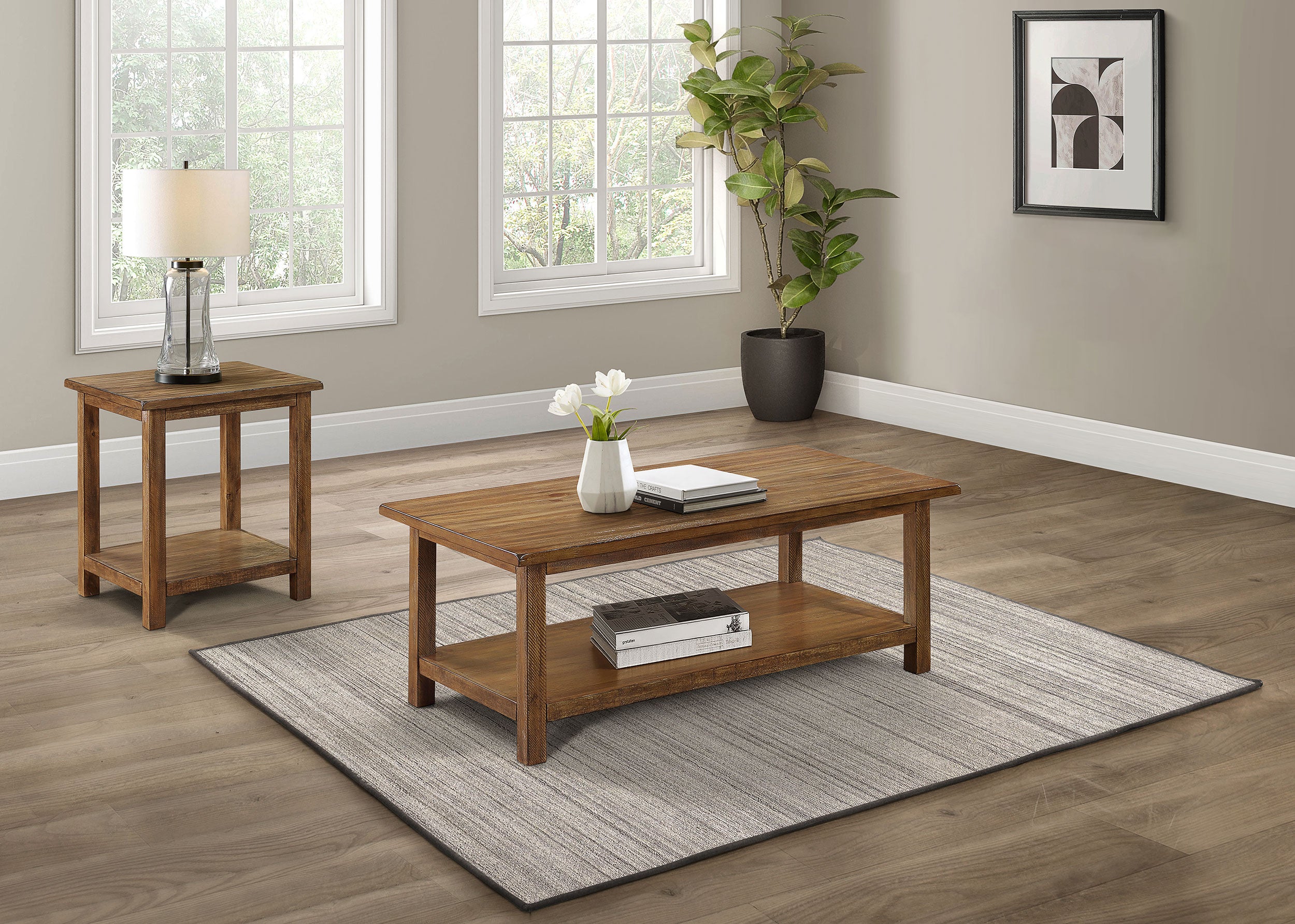 Dar Furniture - Coaster - Payne 2-piece Coffee and End Table Set Distressed Brown - 710548-S2A