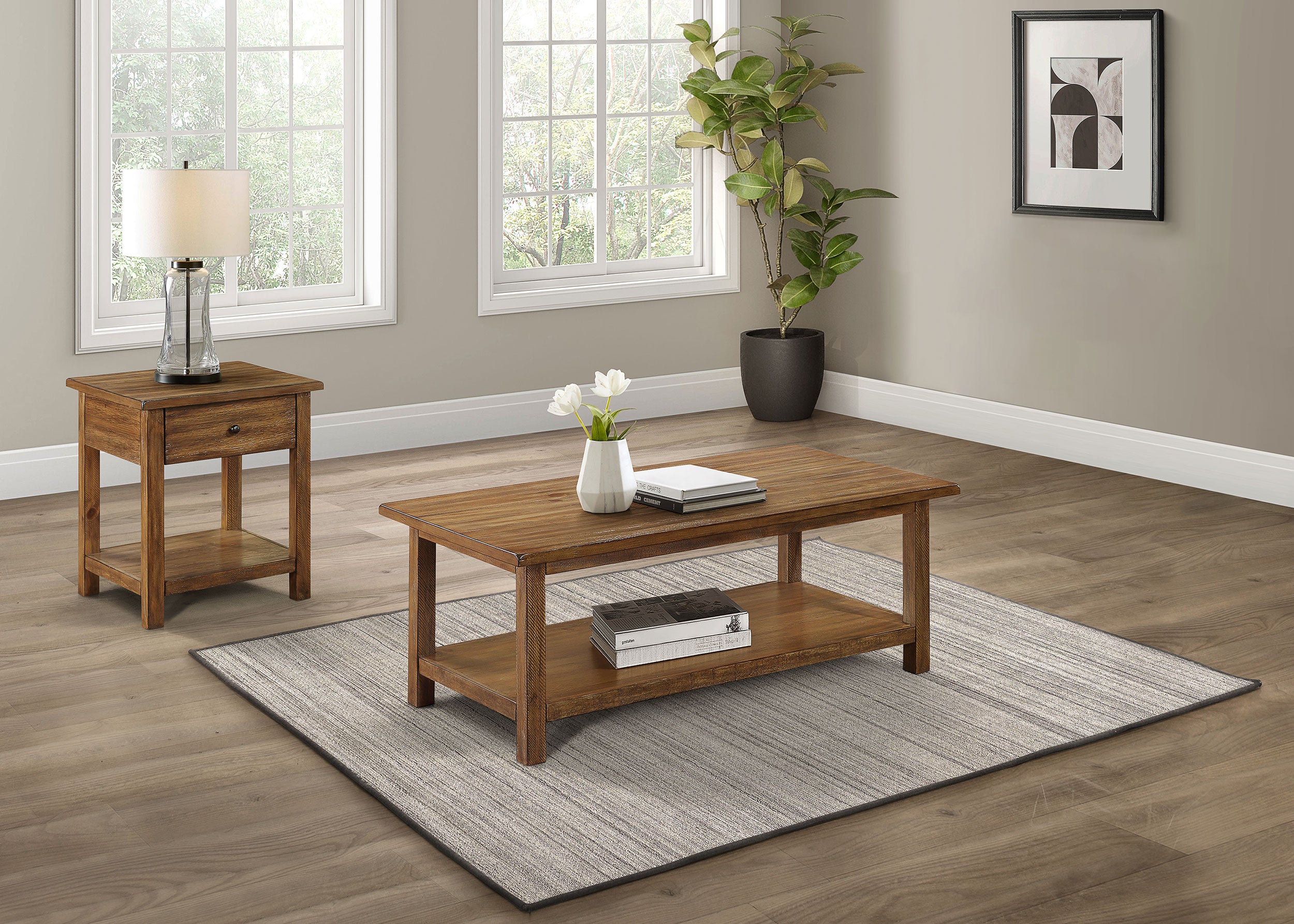 Dar Furniture - Coaster - Payne 2-piece Coffee and 1-drawer End Table Set Brown - 710548-S2
