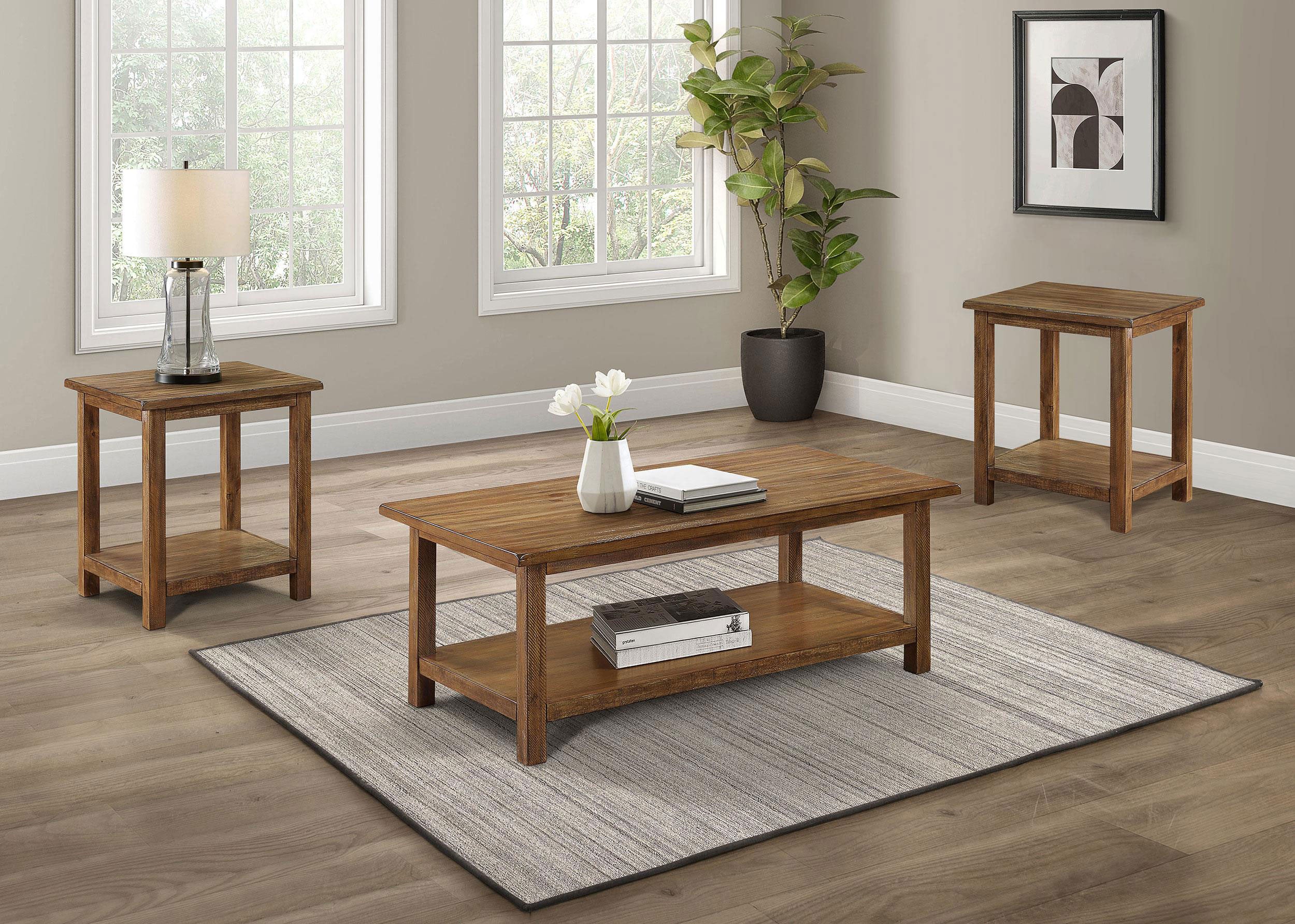 Dar Furniture - Coaster - Payne 3-piece Coffee and End Table Set Distressed Brown - 710548-S3A