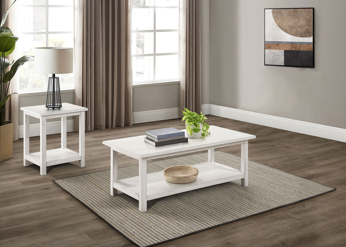 Dar Furniture - Coaster - Payne 2-piece Coffee and End Table Set Distressed White - 710558-S2A