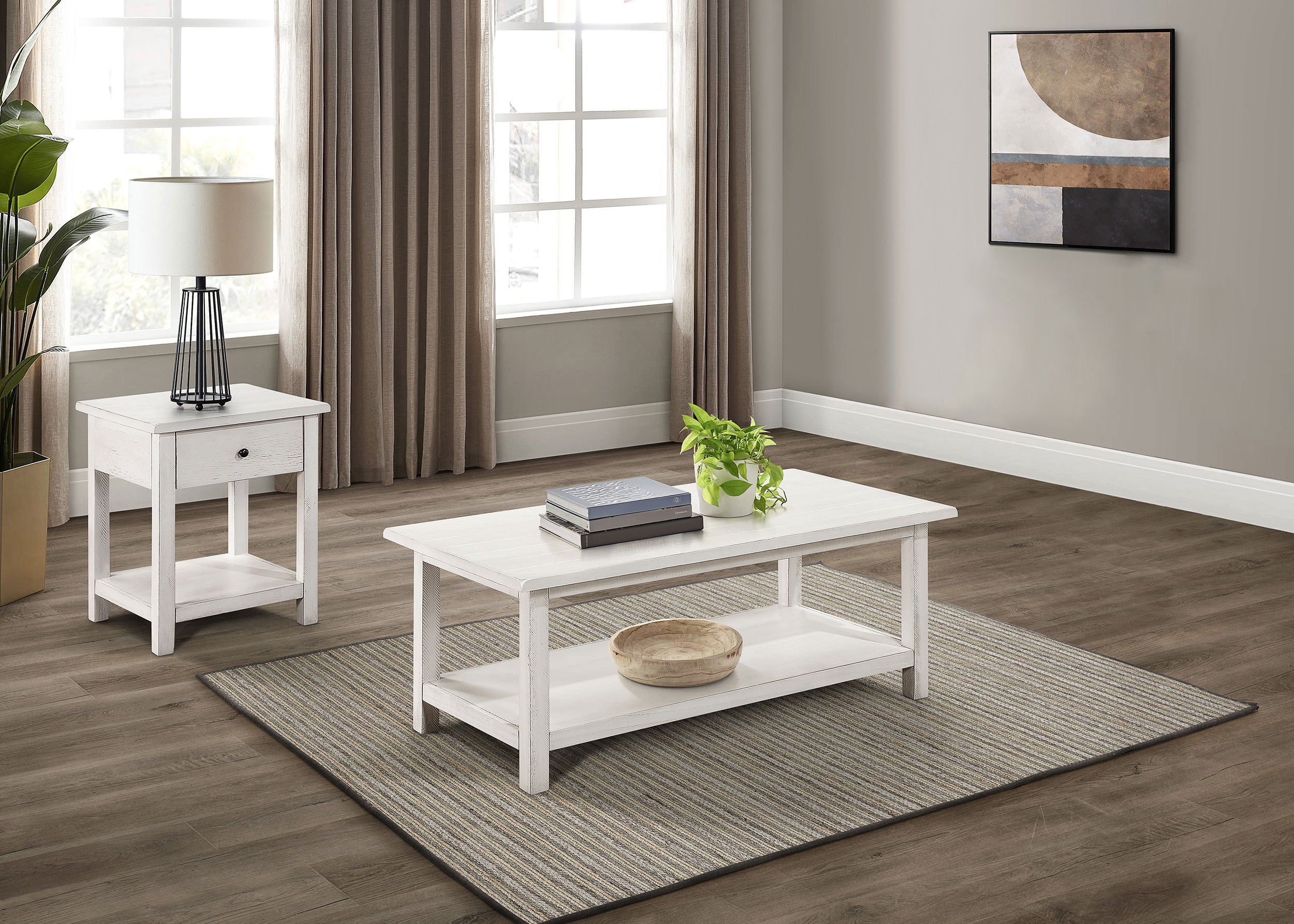 Dar Furniture - Coaster - Payne 2-piece Coffee and 1-drawer End Table Set White - 710558-S2
