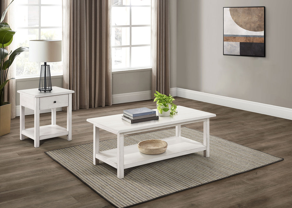 Dar Furniture - Coaster - Payne 2-piece Coffee and 1-drawer End Table Set White - 710558-S2