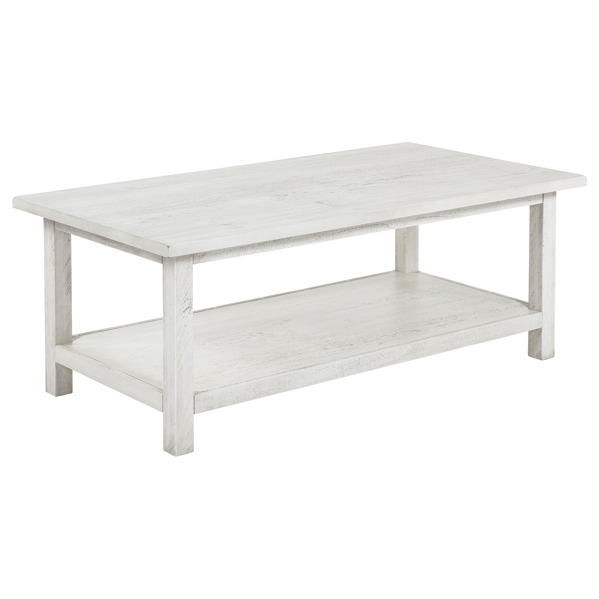Dar Furniture - Coaster - Payne Wood Coffee Table with Shelf Distressed White - 710558