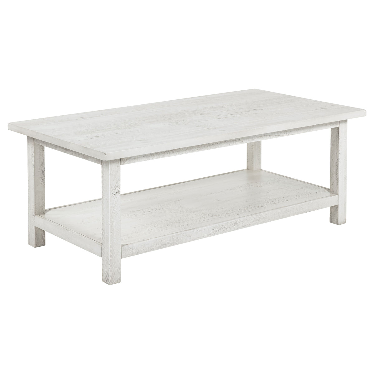 Dar Furniture - Coaster - Payne Wood Coffee Table with Shelf Distressed White - 710558