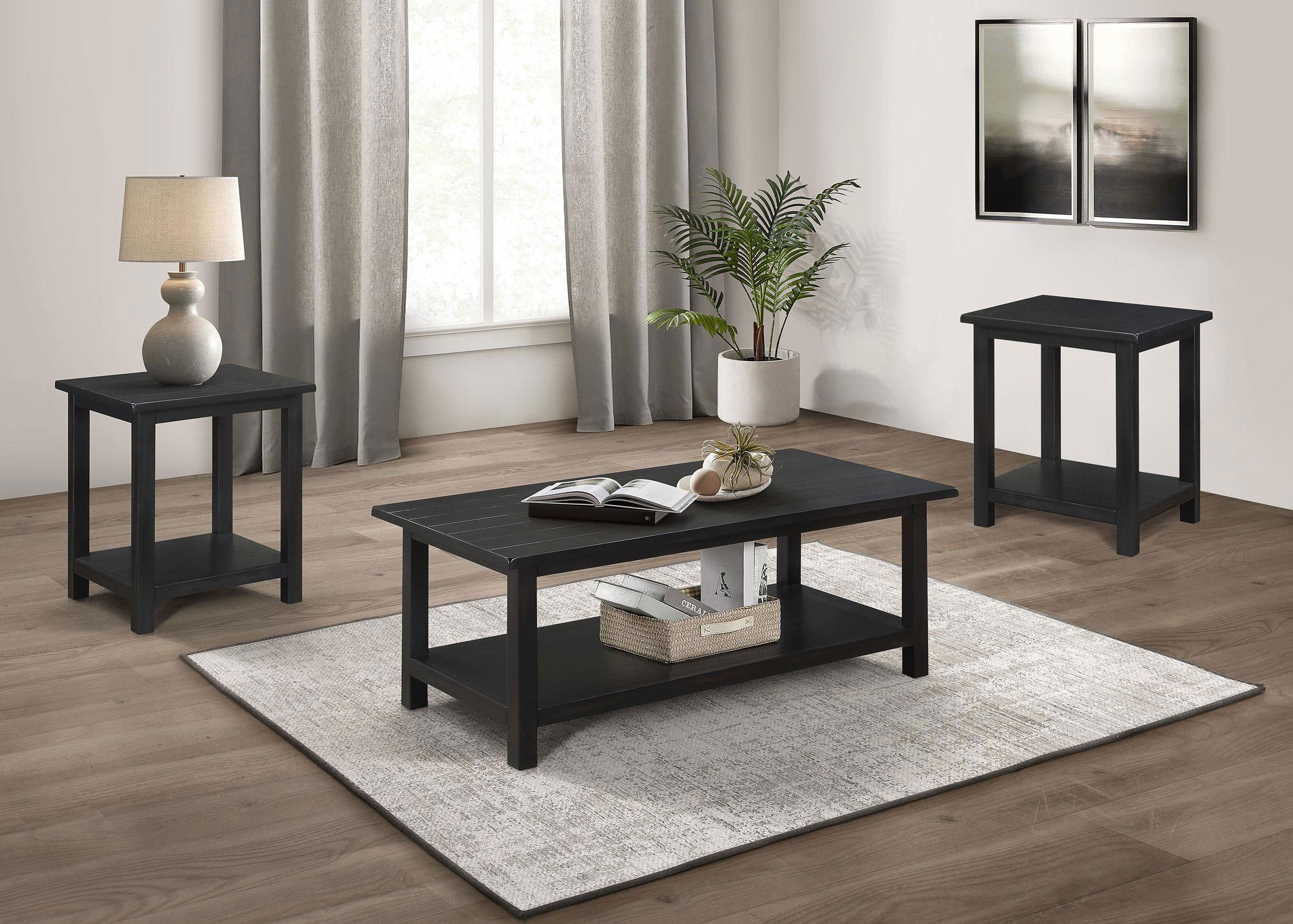 Dar Furniture - Coaster - Payne 3-piece Coffee and End Table Set Distressed Java - 710568-S3A