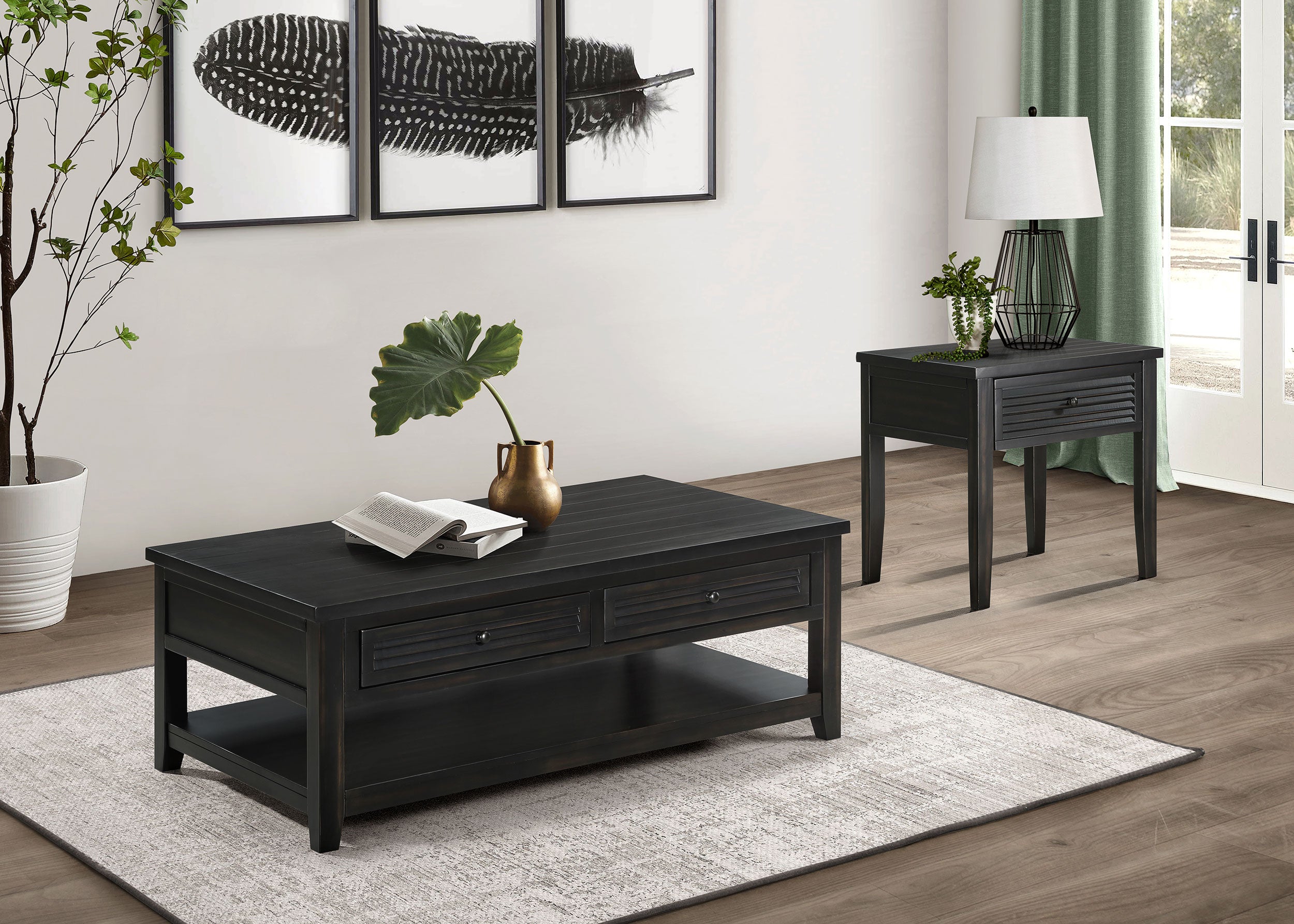 Dar Furniture - Coaster - Concord 2-piece Coffee and End Table Set Distressed Java - 710578-S2