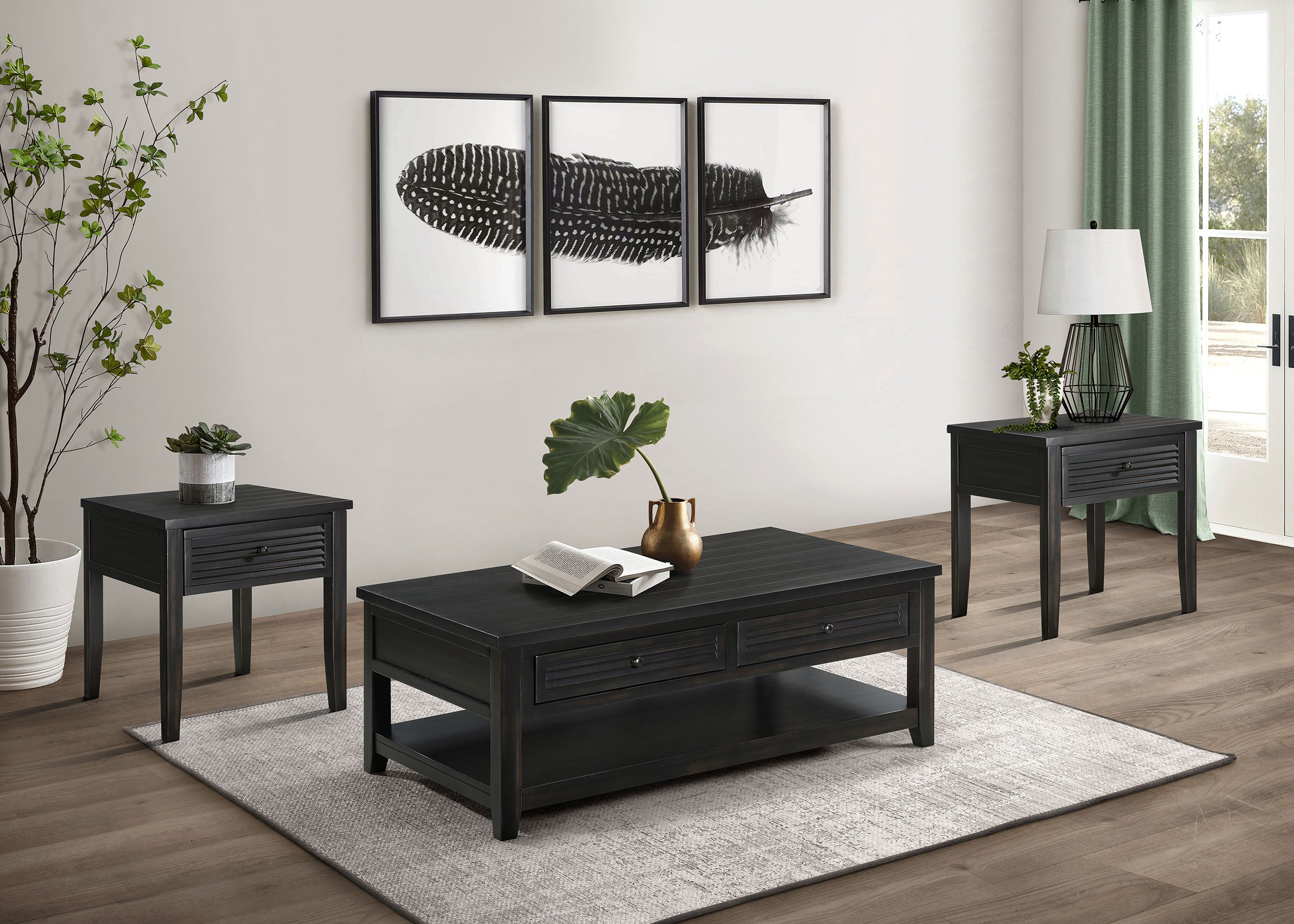 Dar Furniture - Coaster - Concord 3-piece Coffee and End Table Set Distressed Java - 710578-S3