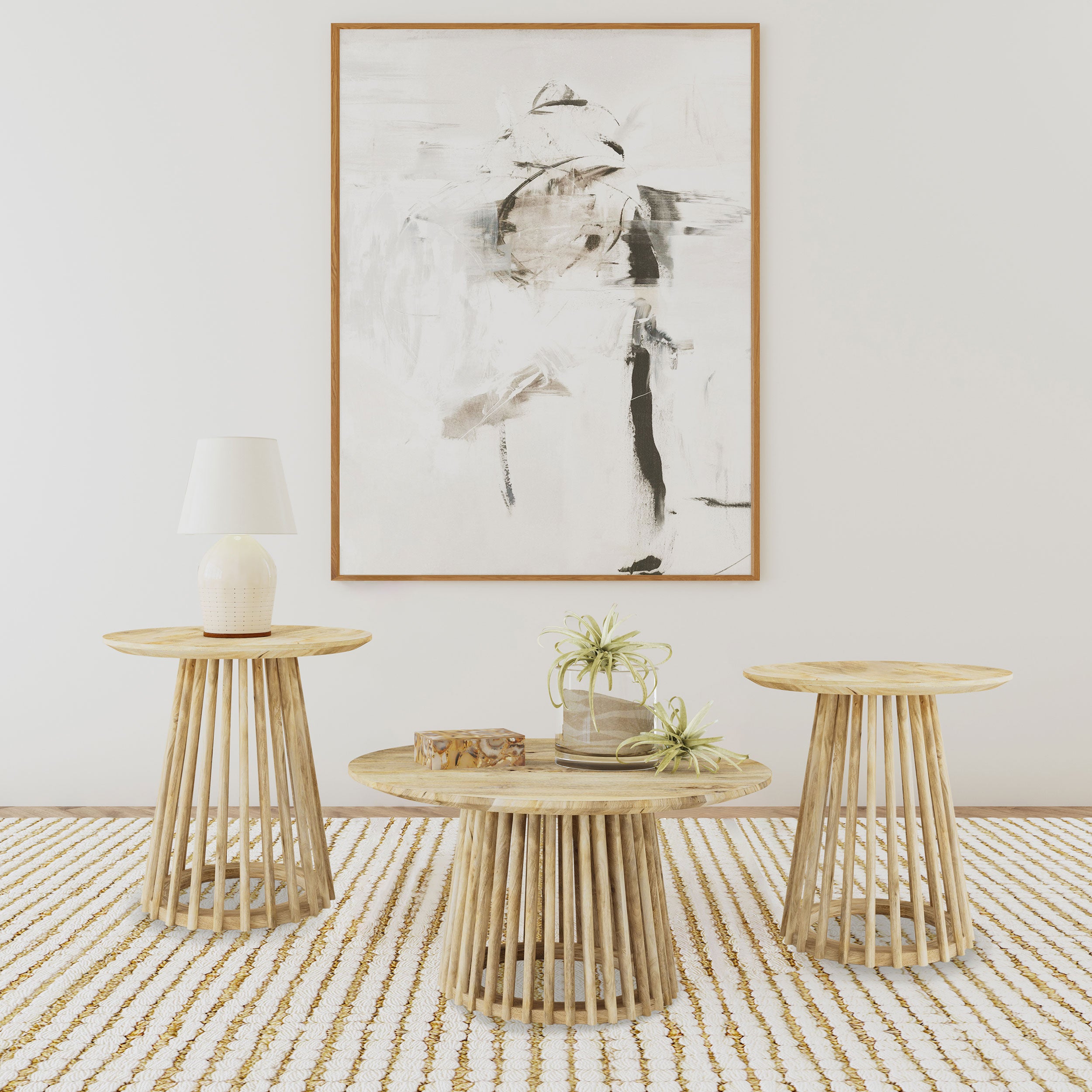 Dar Furniture - Coaster - Touhy 3-piece Round Coffee and End Table Set Natural Mango - 710608-S3