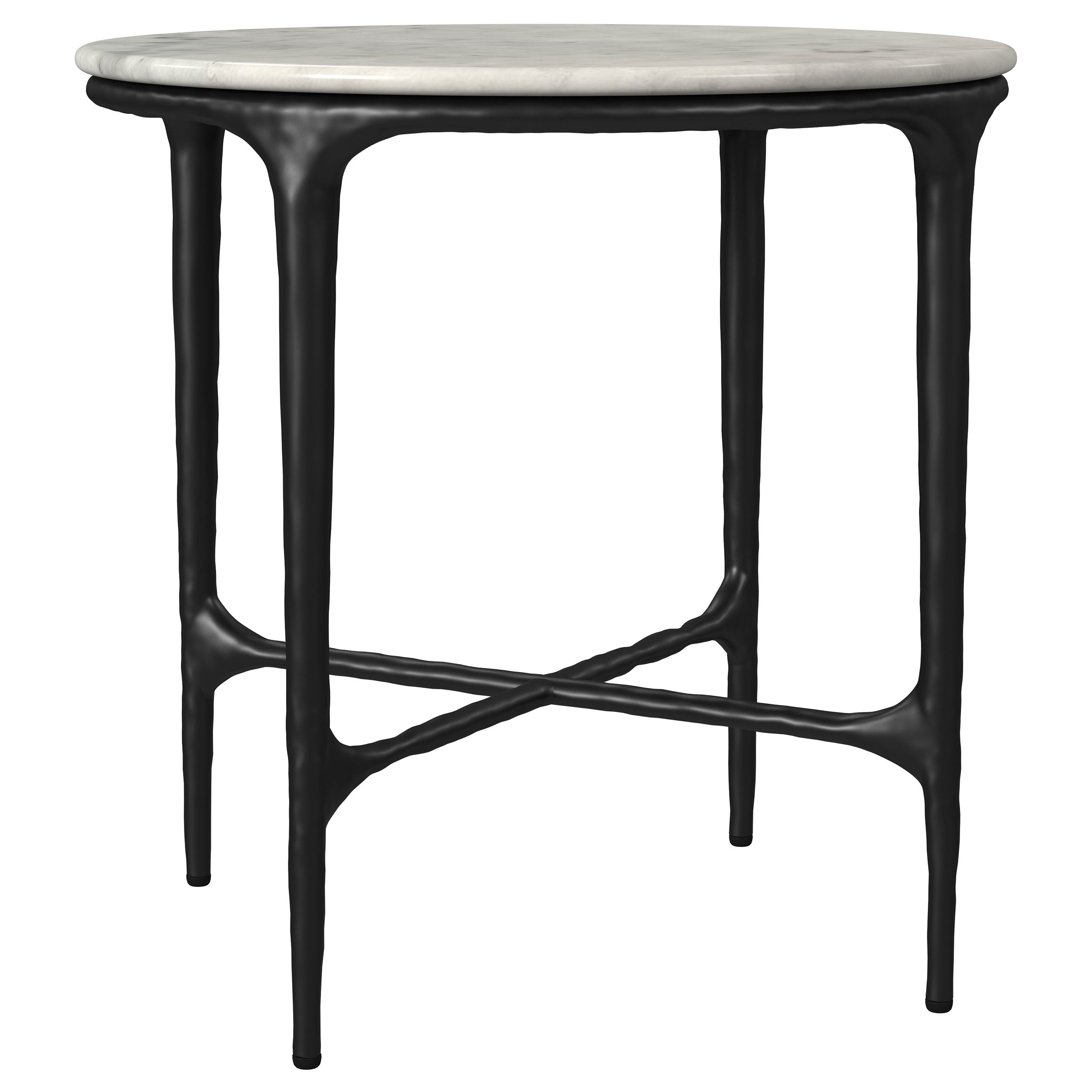 Dar Furniture - Coaster - Hermas Round Genuine Marble Top Metal End Side Table White - 710737