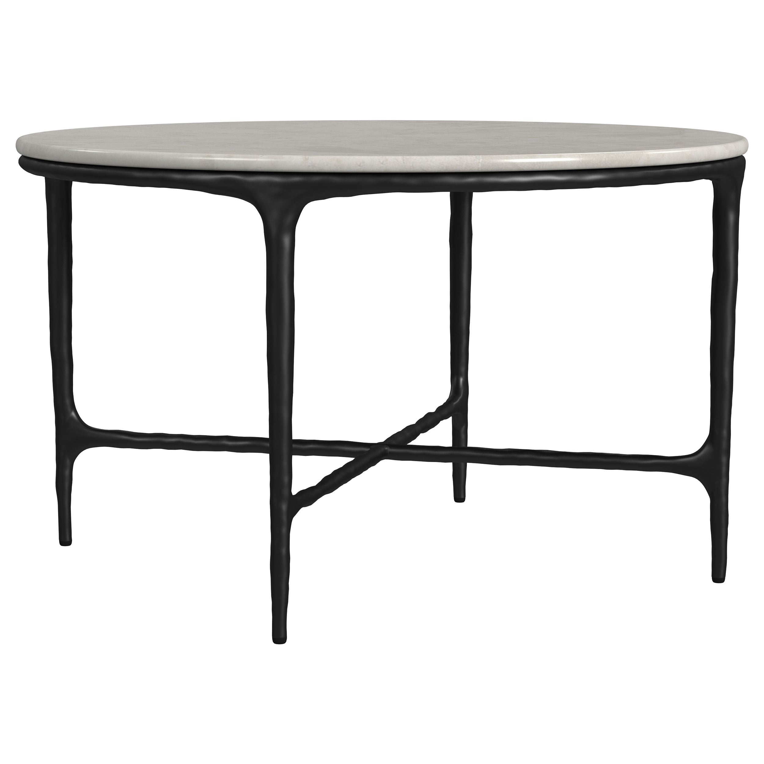 Dar Furniture - Coaster - Hermas Round Genuine Marble Top Metal Coffee Table White - 710738