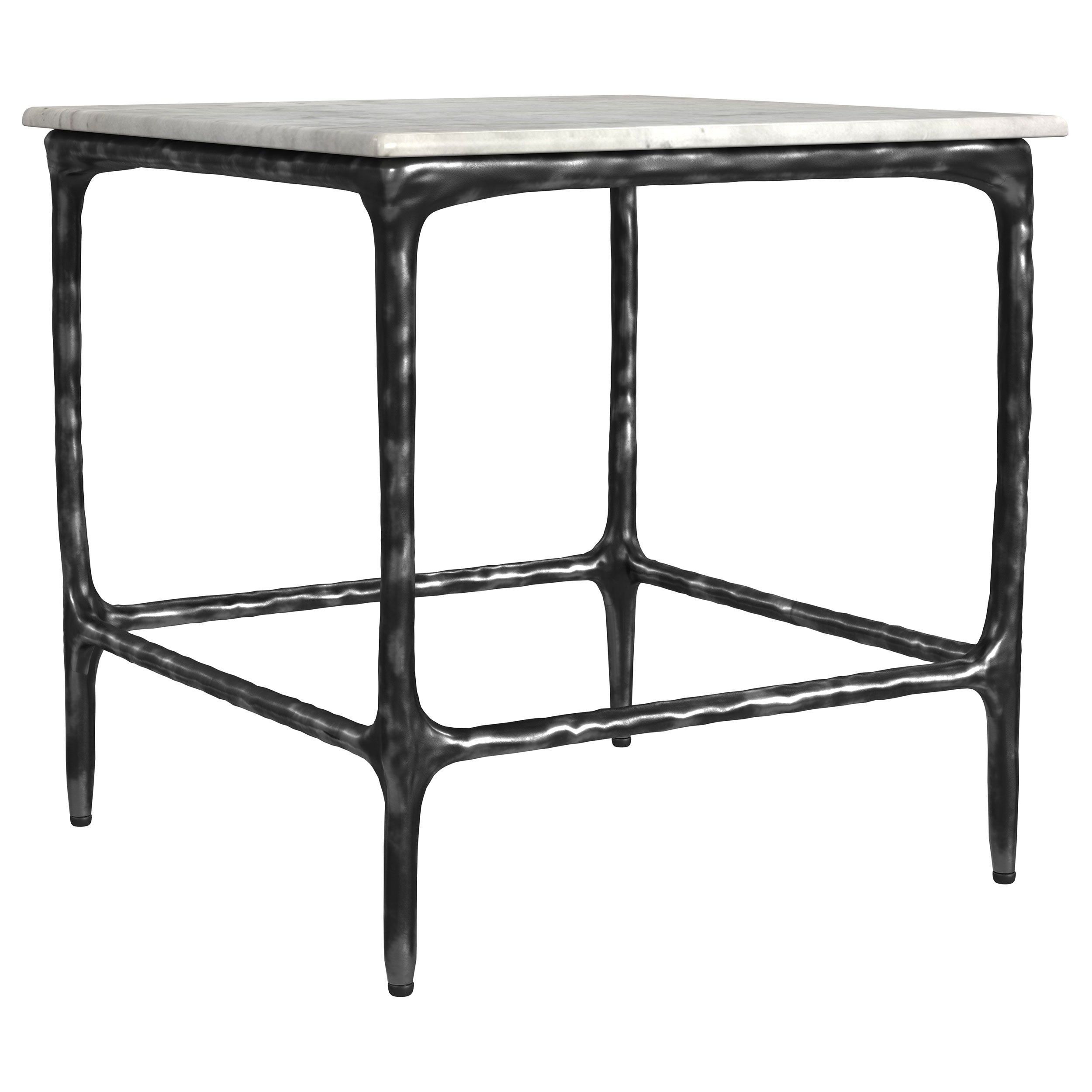 Dar Furniture - Coaster - Ebby Square Genuine Marble Top Metal End Table White - 710747