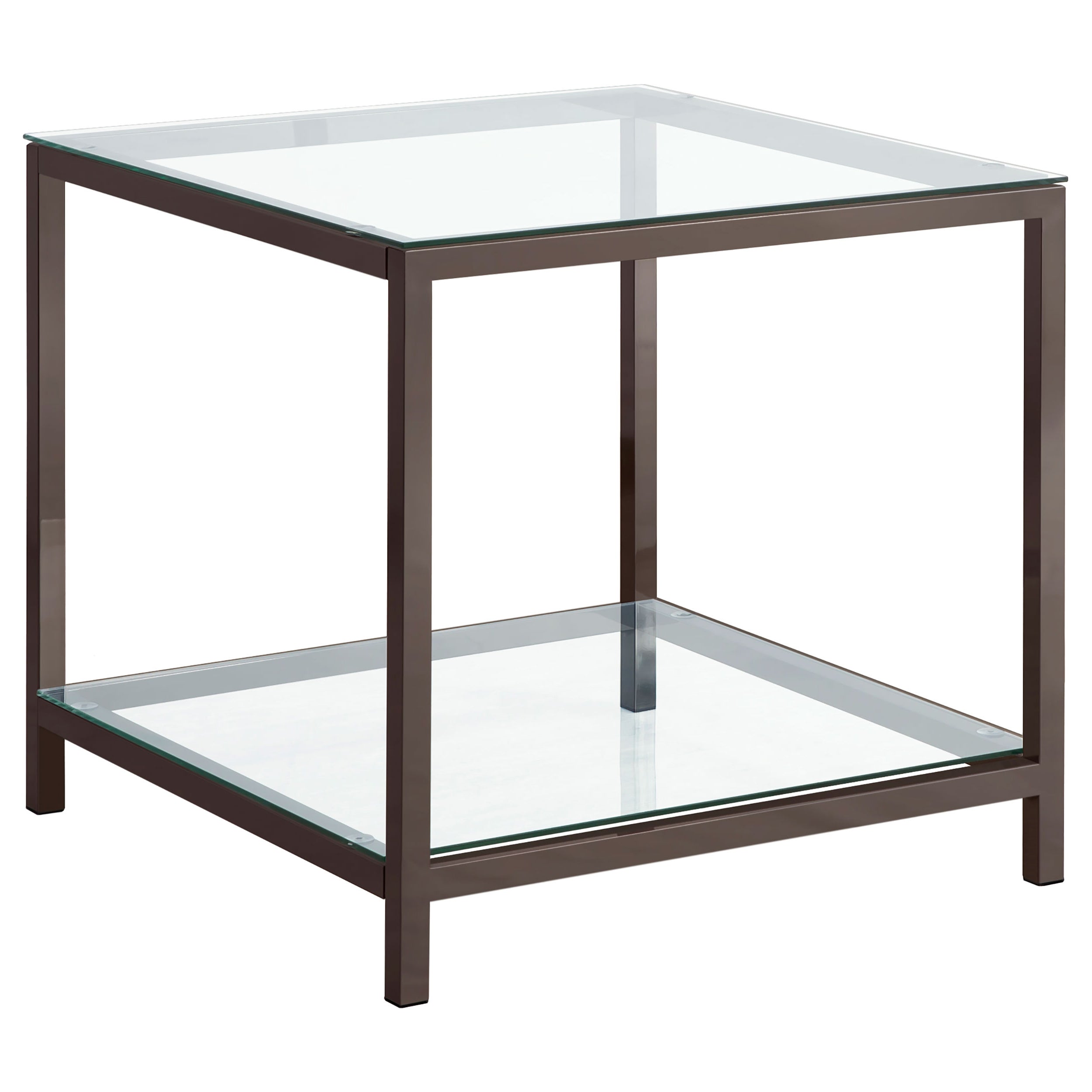 Dar Furniture - Coaster - Trini 1-shelf Glass Top Side End Table Black Nickel - 720227