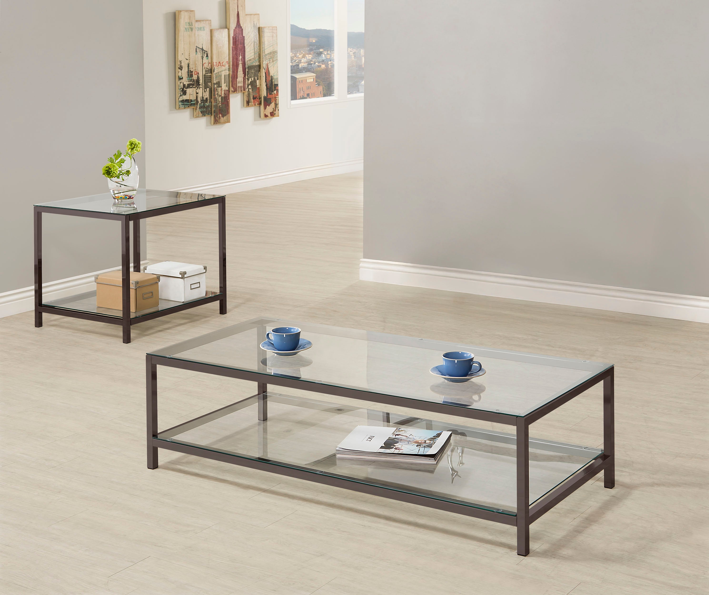 Dar Furniture - Coaster - Trini 2-piece Coffee and End Table Set Black Nickel - 720228-S2