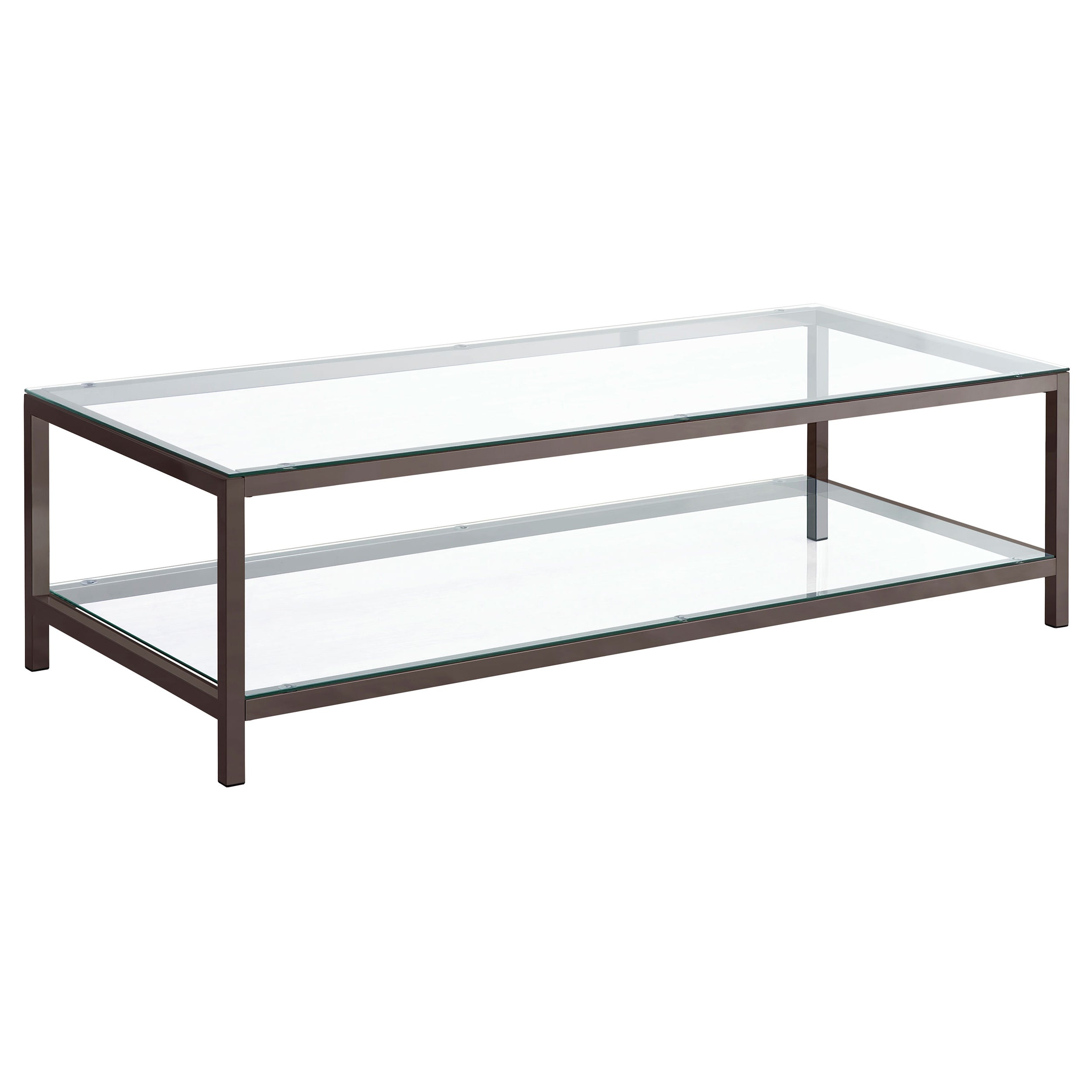 Dar Furniture - Coaster - Trini 1-shelf Glass Top Coffee Table Black Nickel - 720228