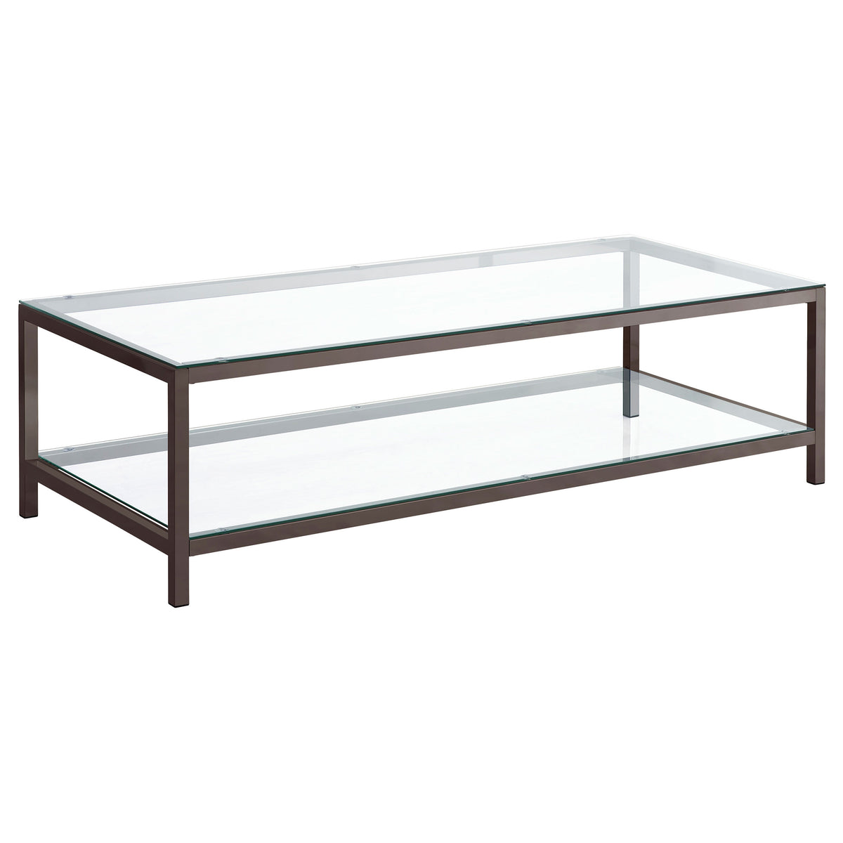 Dar Furniture - Coaster - Trini 1-shelf Glass Top Coffee Table Black Nickel - 720228
