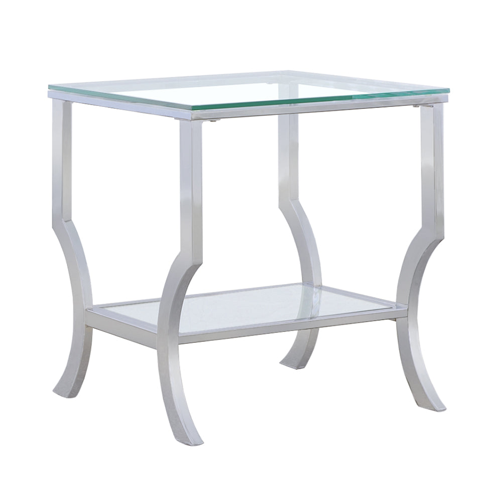 Dar Furniture - Coaster - Saide Square Glass Top Side End Table Chrome - 720337
