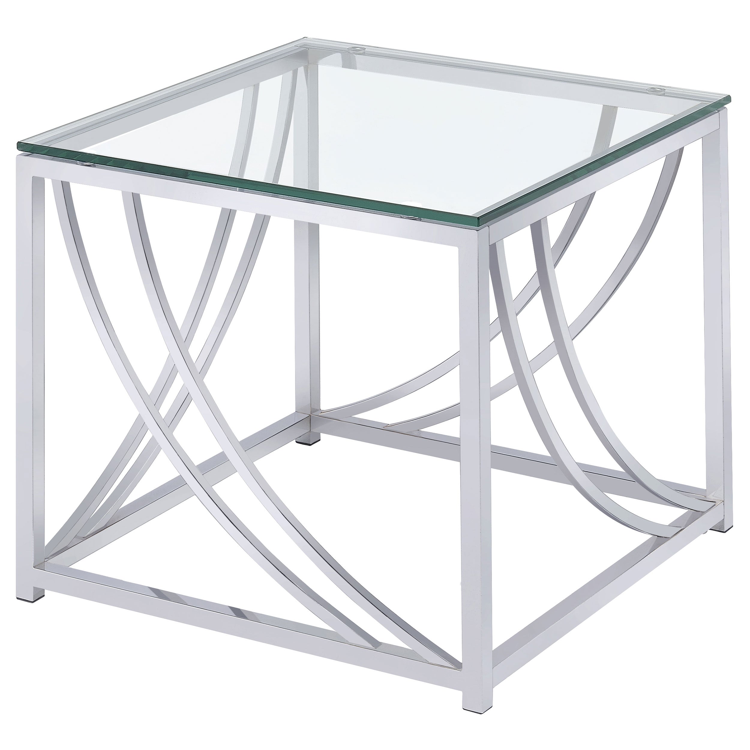 Dar Furniture - Coaster - Lille Square Glass Top Side End Table Chrome - 720497