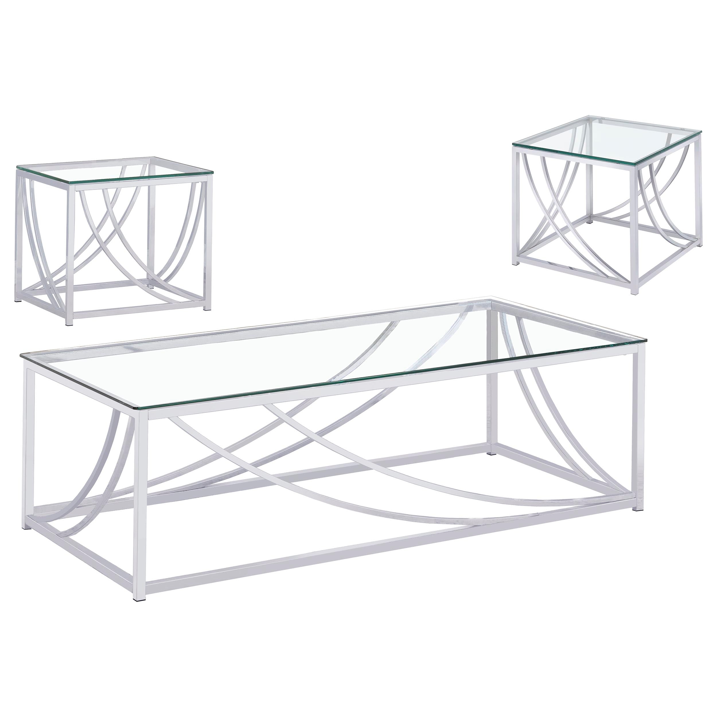 Lille 3-piece Glass Top Coffee And End Table Set Chrome
