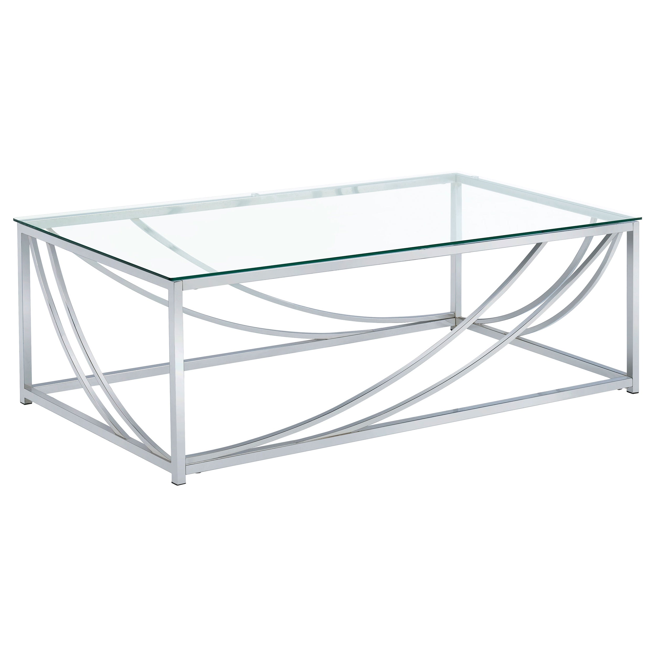Dar Furniture - Coaster - Lille Rectangular Glass Top Coffee Table Chrome - 720498