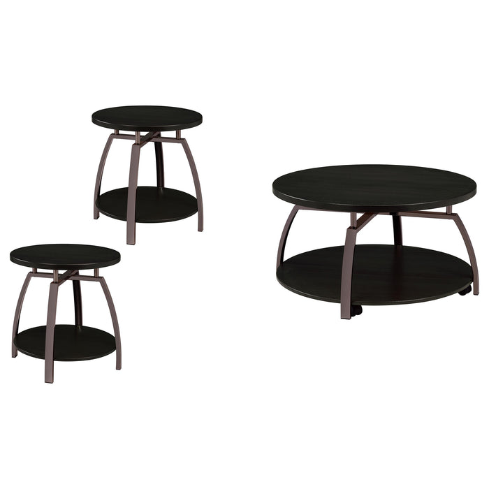 Dacre 3-piece Round Coffee and End Table Set Dark Charcoal