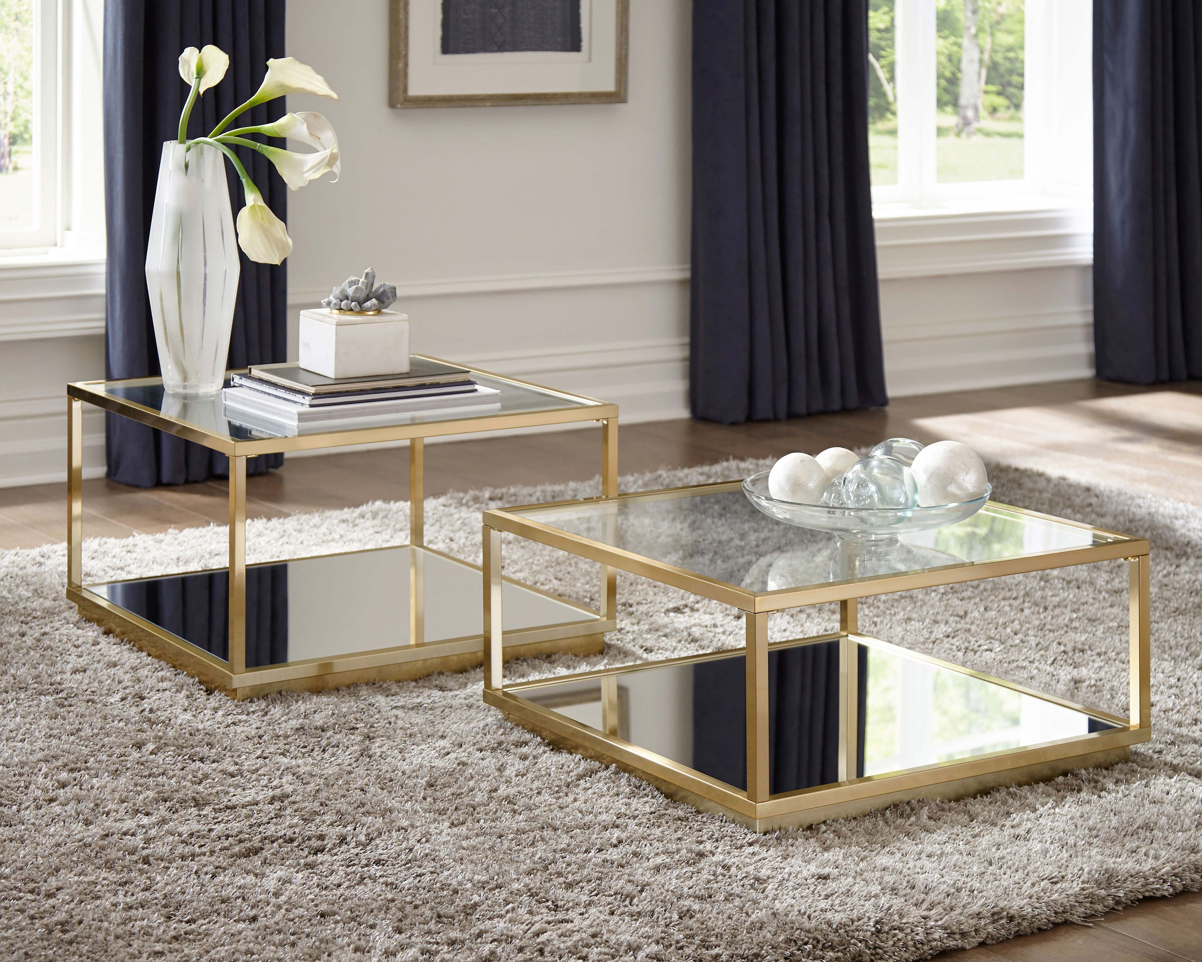 Dar Furniture - Coaster - Renee 2-piece Square Coffee Table Set Rose Brass - 722660