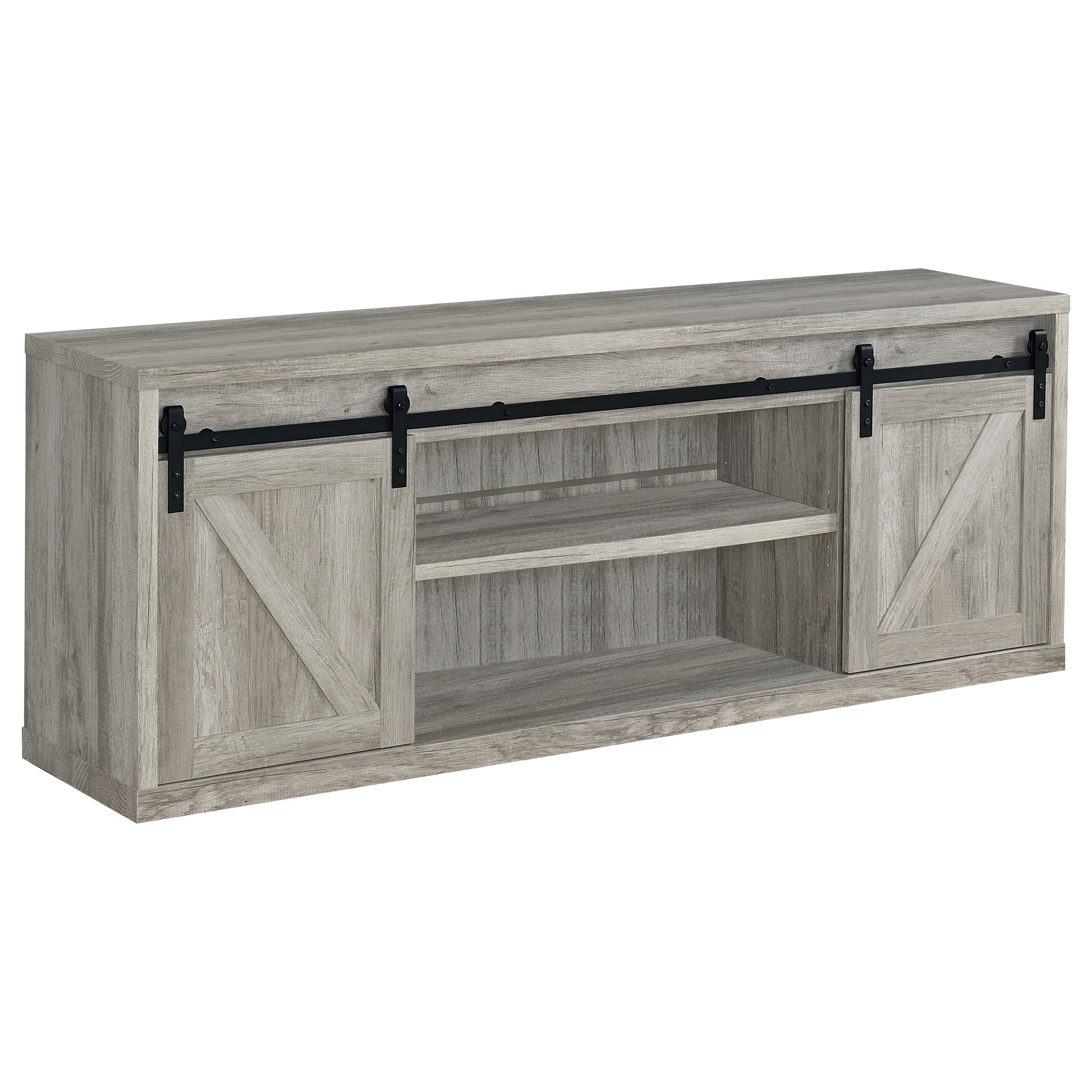Dar Furniture - Coaster - Brockton 2-door Engineered Wood 71-inch TV Stand Grey Driftwood - 723263
