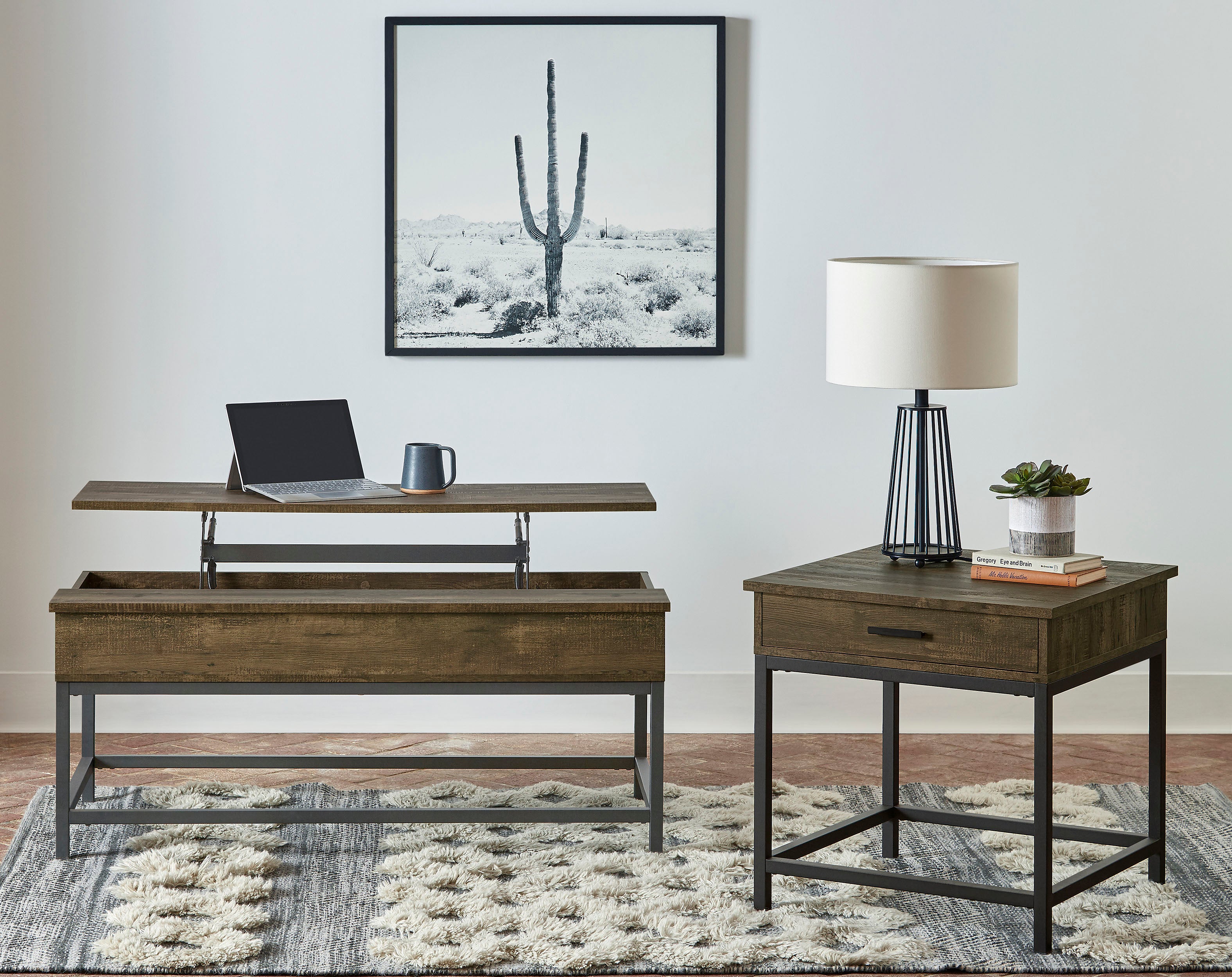 Dar Furniture - Coaster - Byers 2-piece Lift Top Coffee and End Table Set Brown Oak - 723778-S2