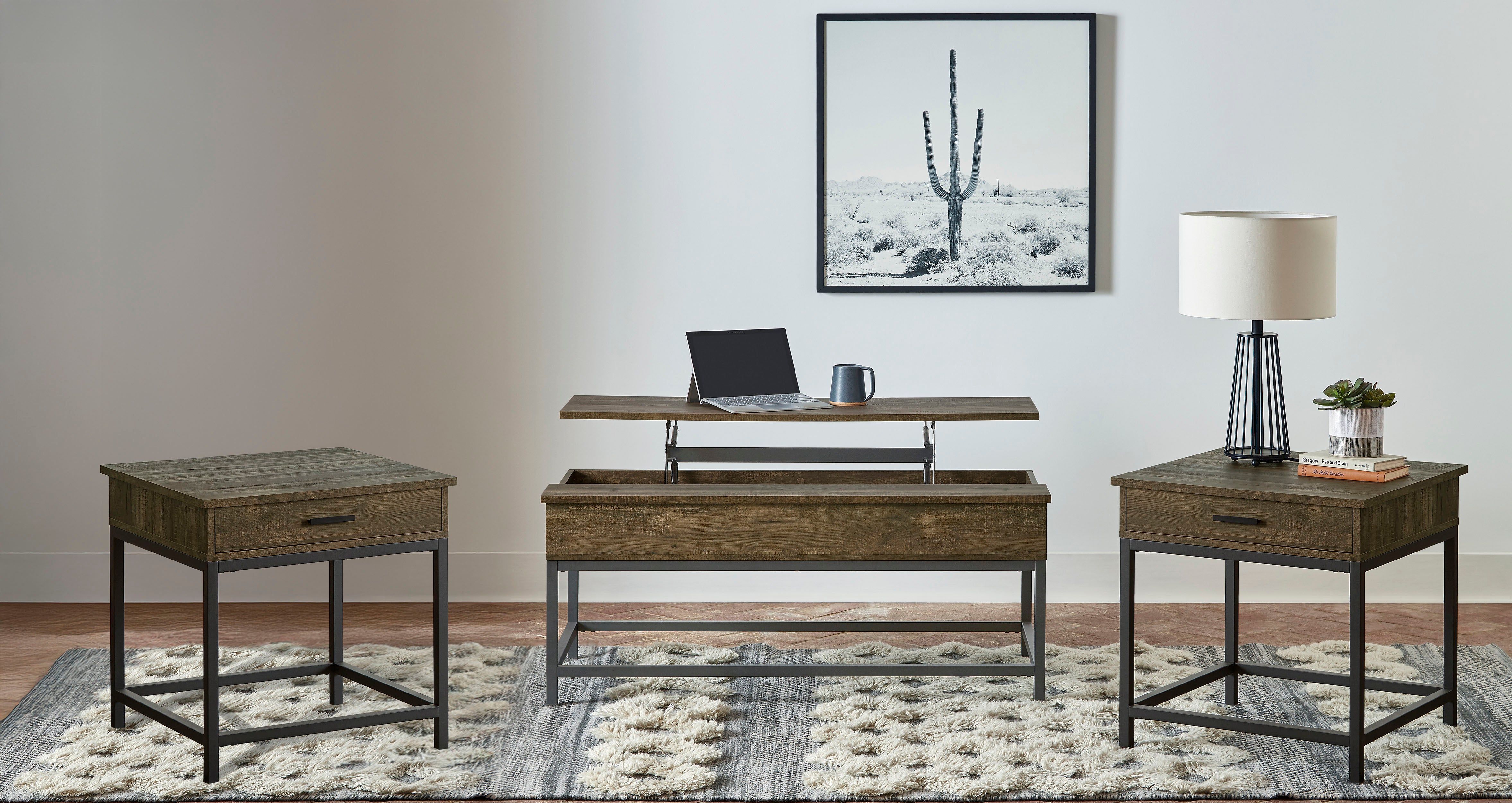 Dar Furniture - Coaster - Byers 3-piece Lift Top Coffee and End Table Set Brown Oak - 723778-S3