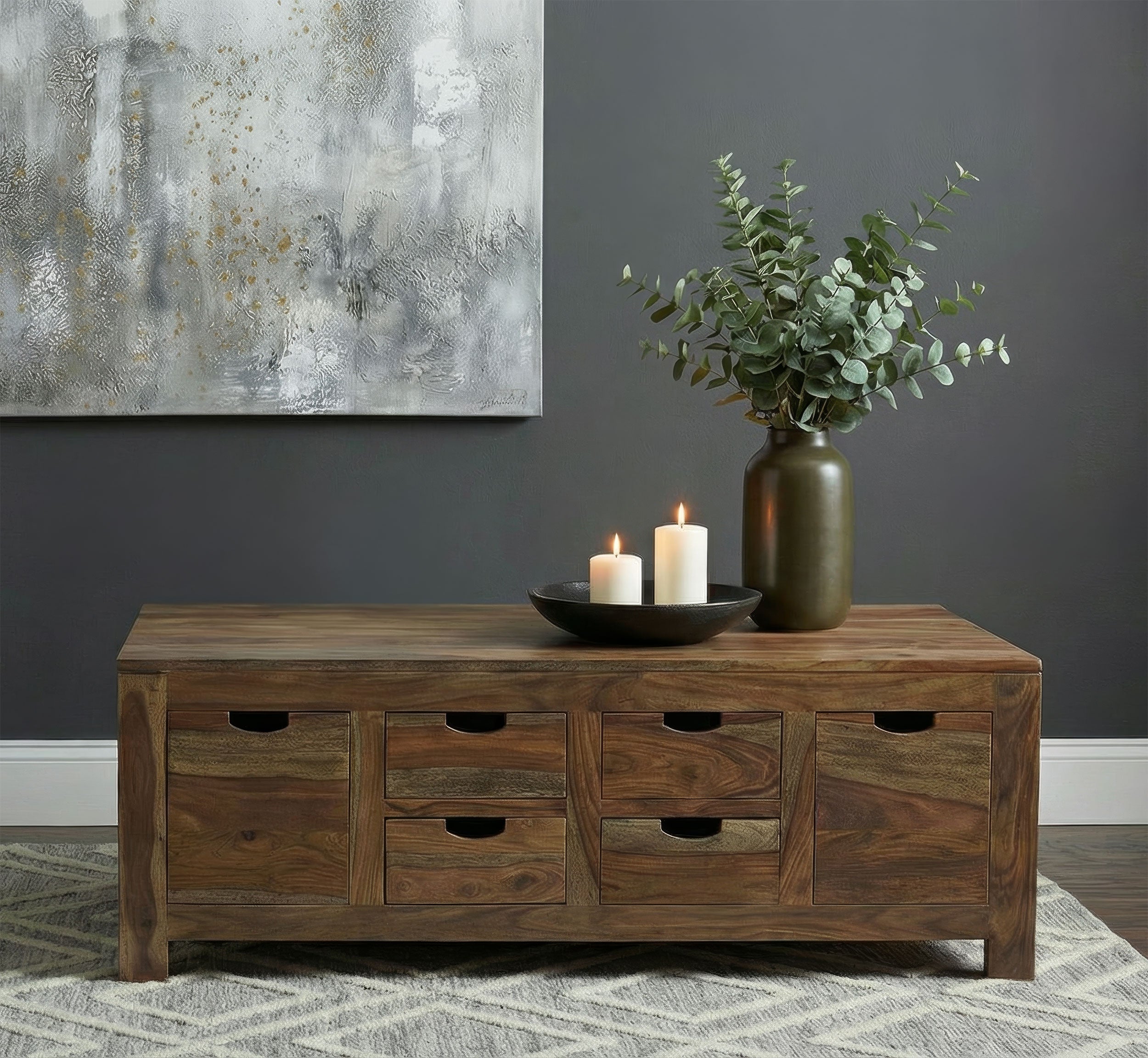 Dar Furniture - Coaster - Esther 6-drawer Solid Wood Coffee Table Natural Sheesham - 723888