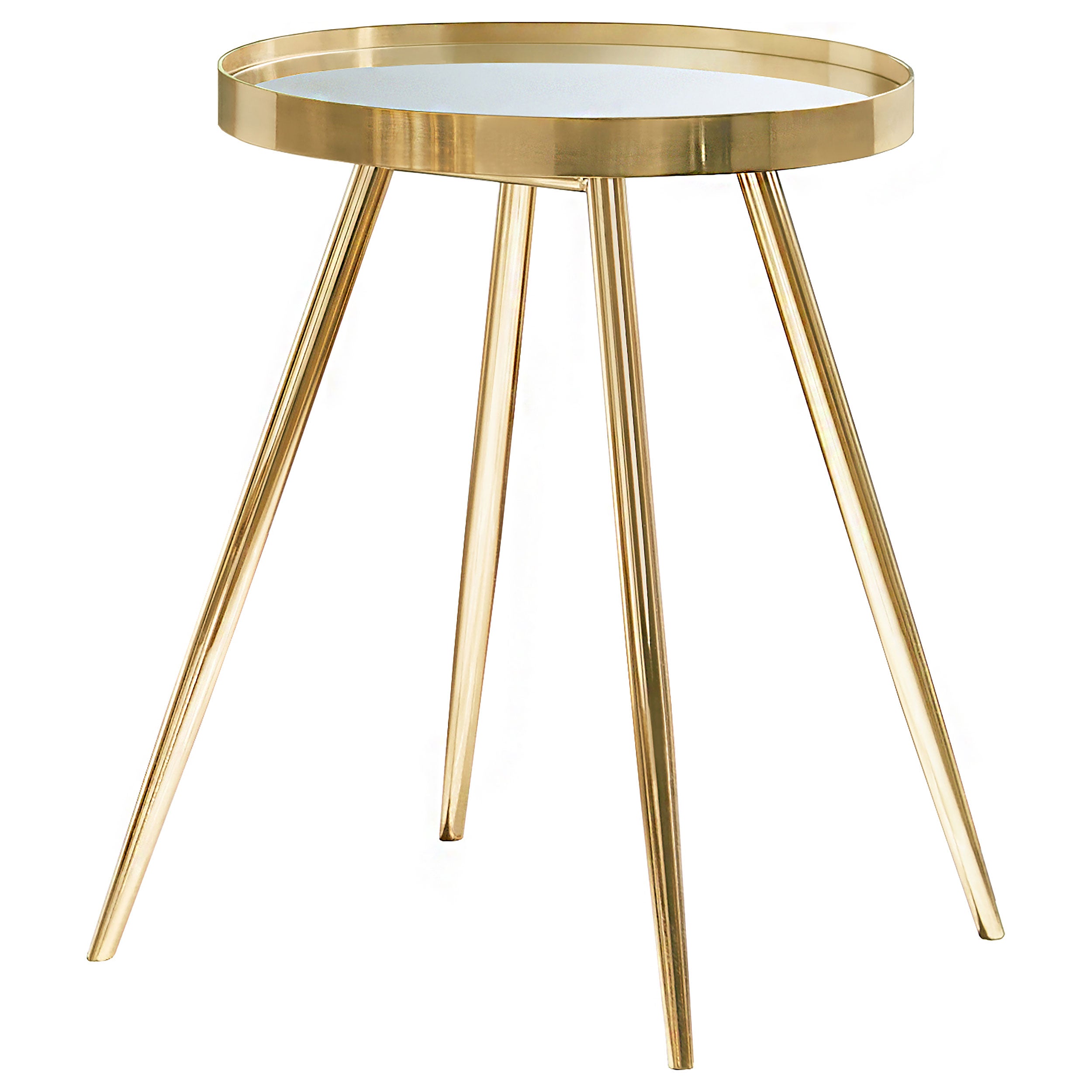 Dar Furniture - Coaster - Kaelyn Round Mirror Top End Side Table Gold - 723917