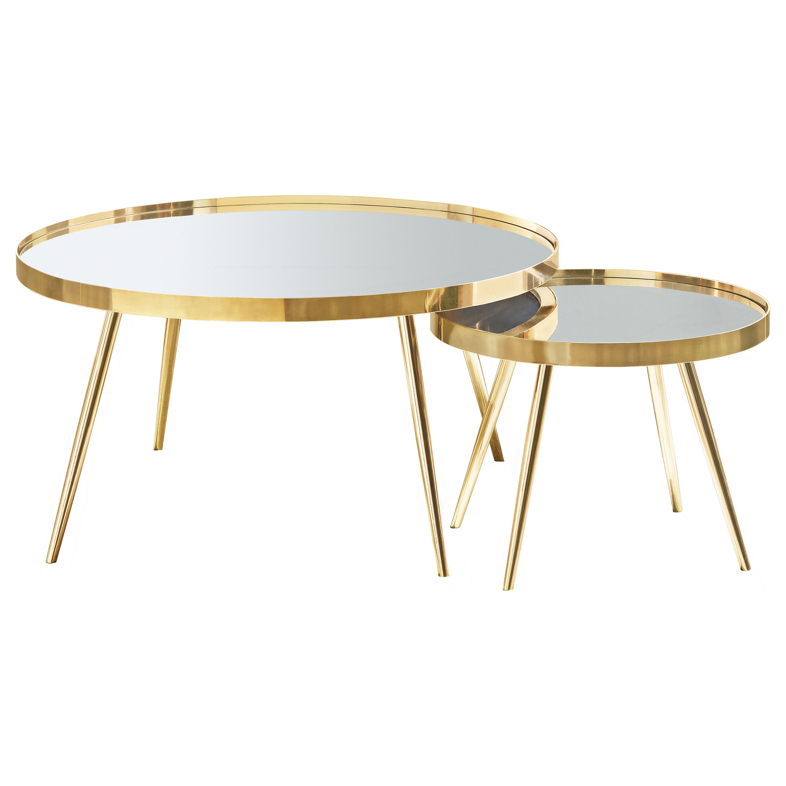 Dar Furniture - Coaster - Kaelyn 2-piece Round Mirror Top Nesting Coffee Table Gold - 723918