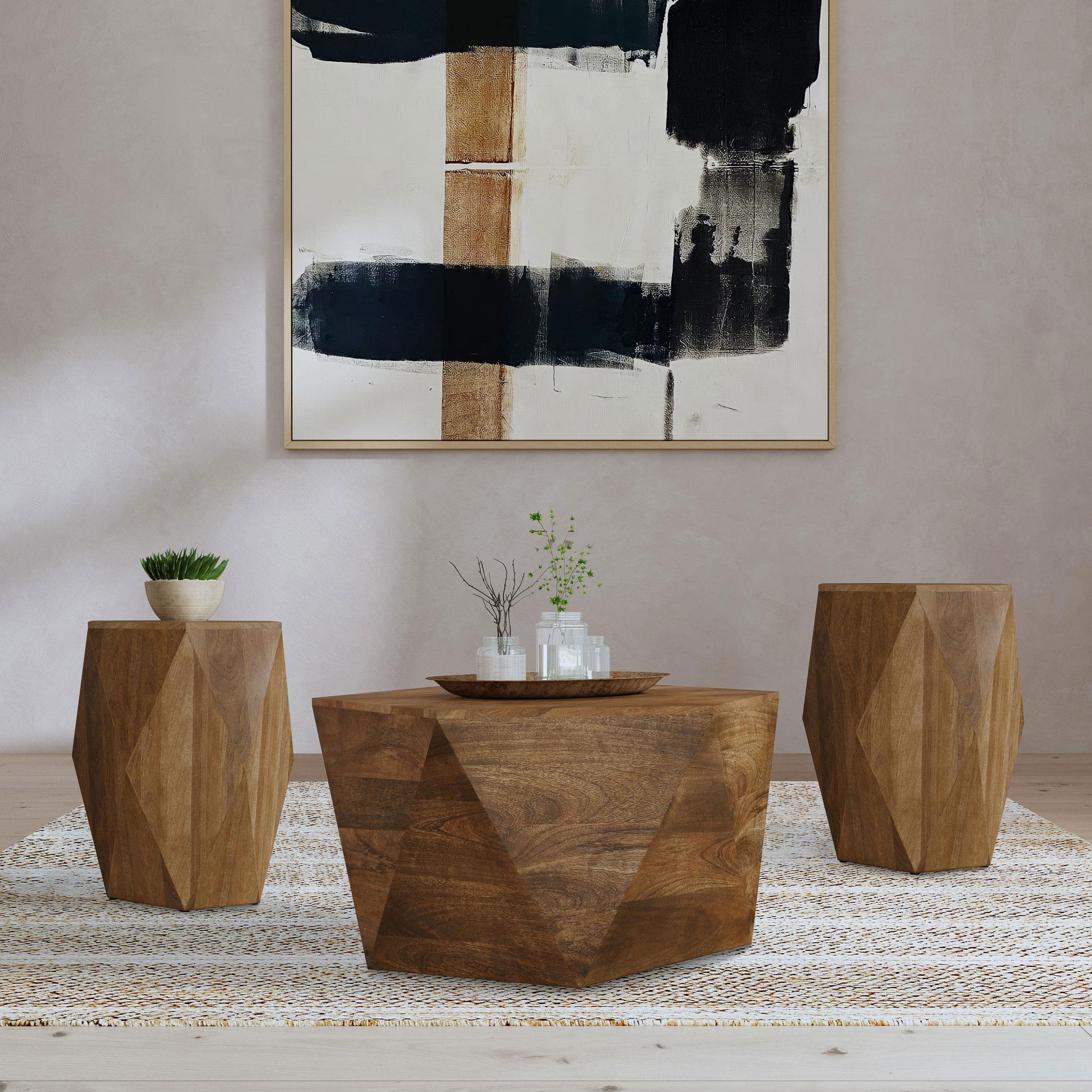 Dar Furniture - Coaster - Zalika 3-piece Solid Wood Coffee and End Table Set Natural - 724188-S3