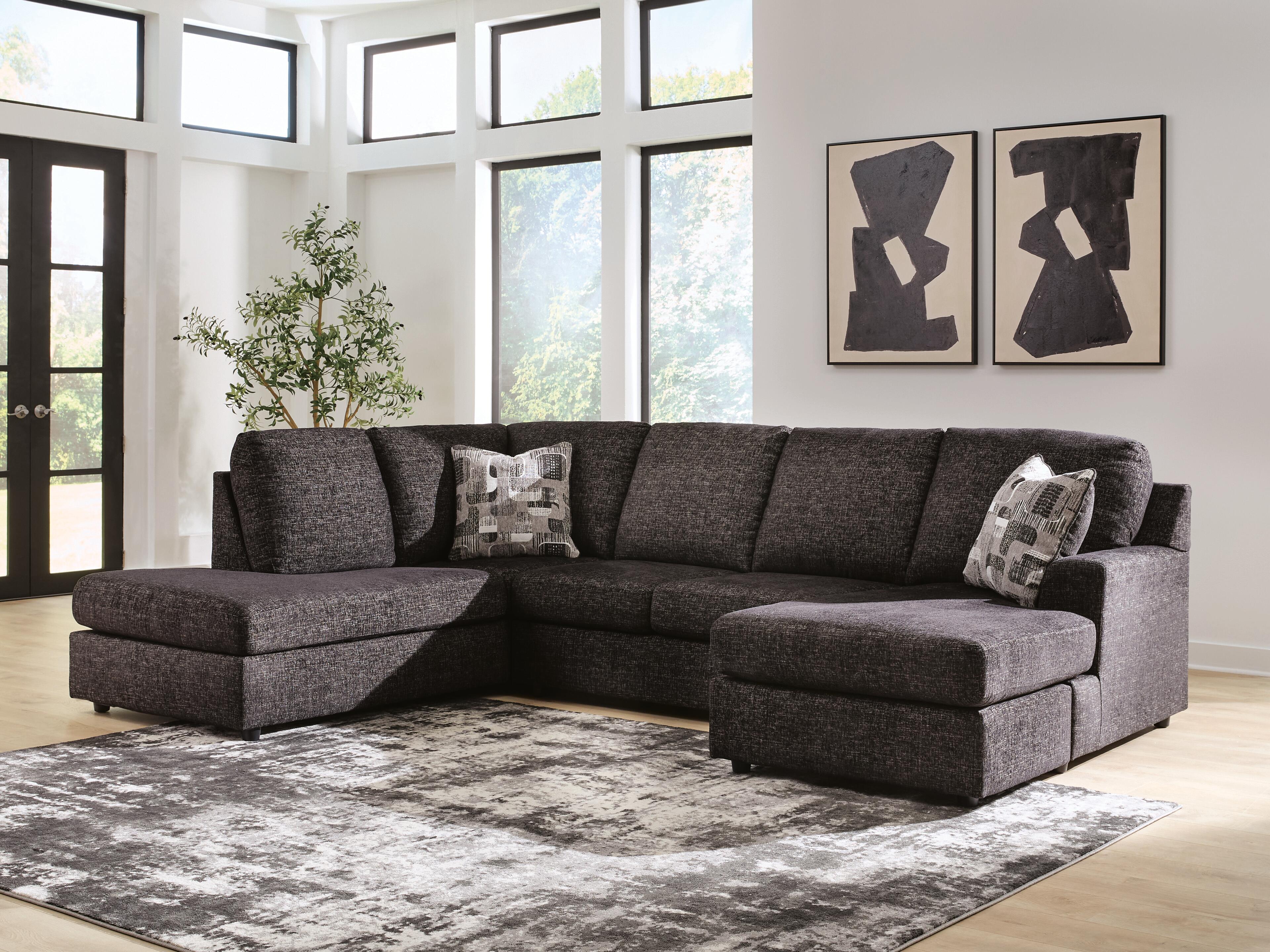 Dar Furniture - Ashley Furniture - Lentiz 2-Piece Sectional with Chaise - RAF 2-Piece Sectional with Chaise / Onyx - PC73404S1