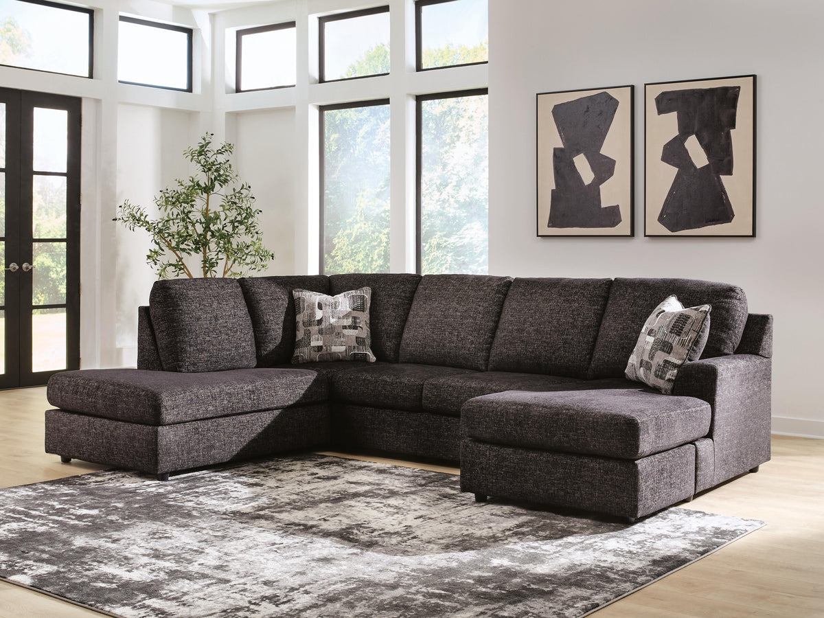 Dar Furniture - Ashley Furniture - Lentiz 2-Piece Sectional with Chaise - RAF 2-Piece Sectional with Chaise / Onyx - PC73404S1