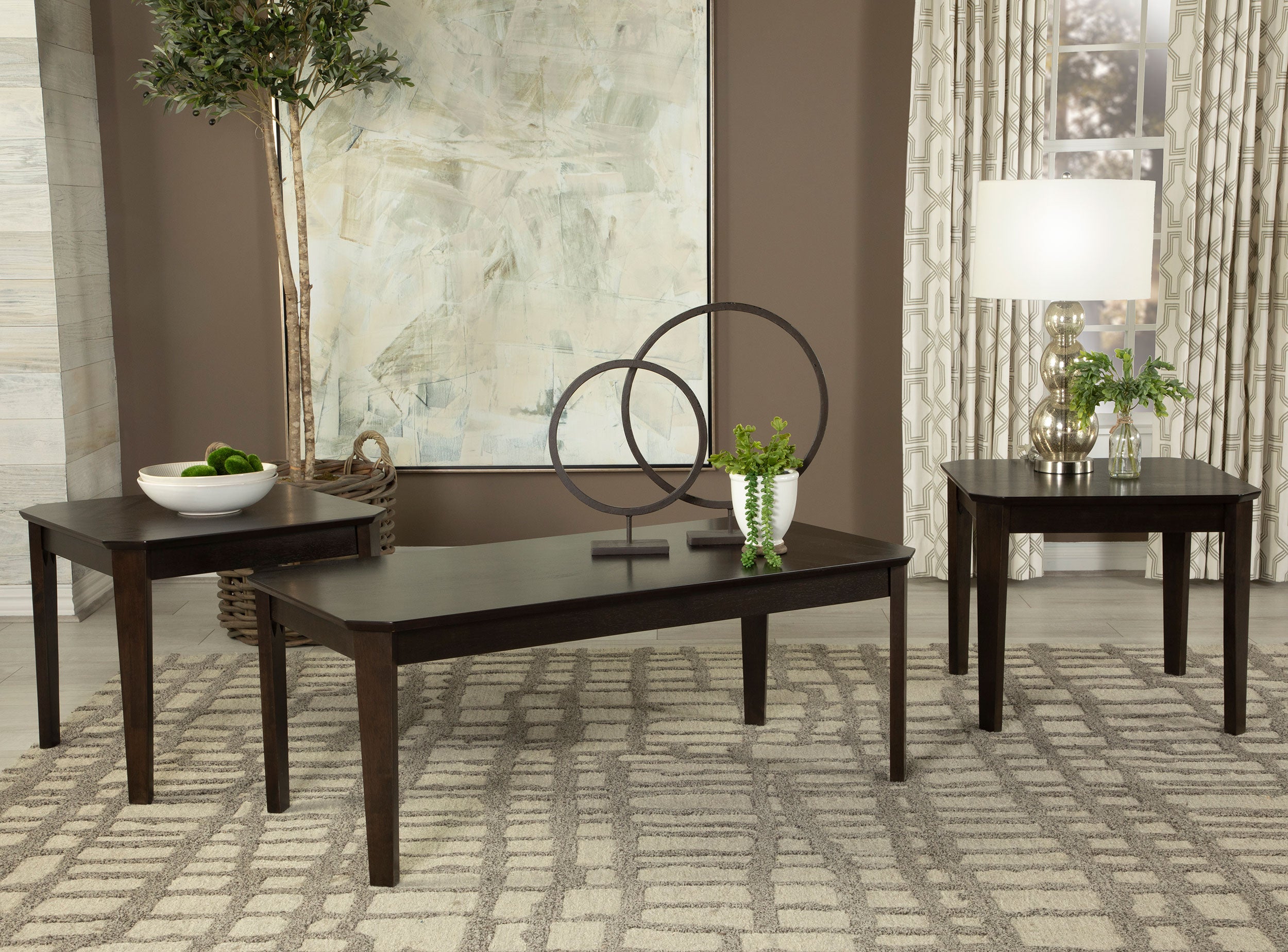 Dar Furniture - Coaster - Amaro 3-piece Coffee and End Table Set Dark Brown - 736184