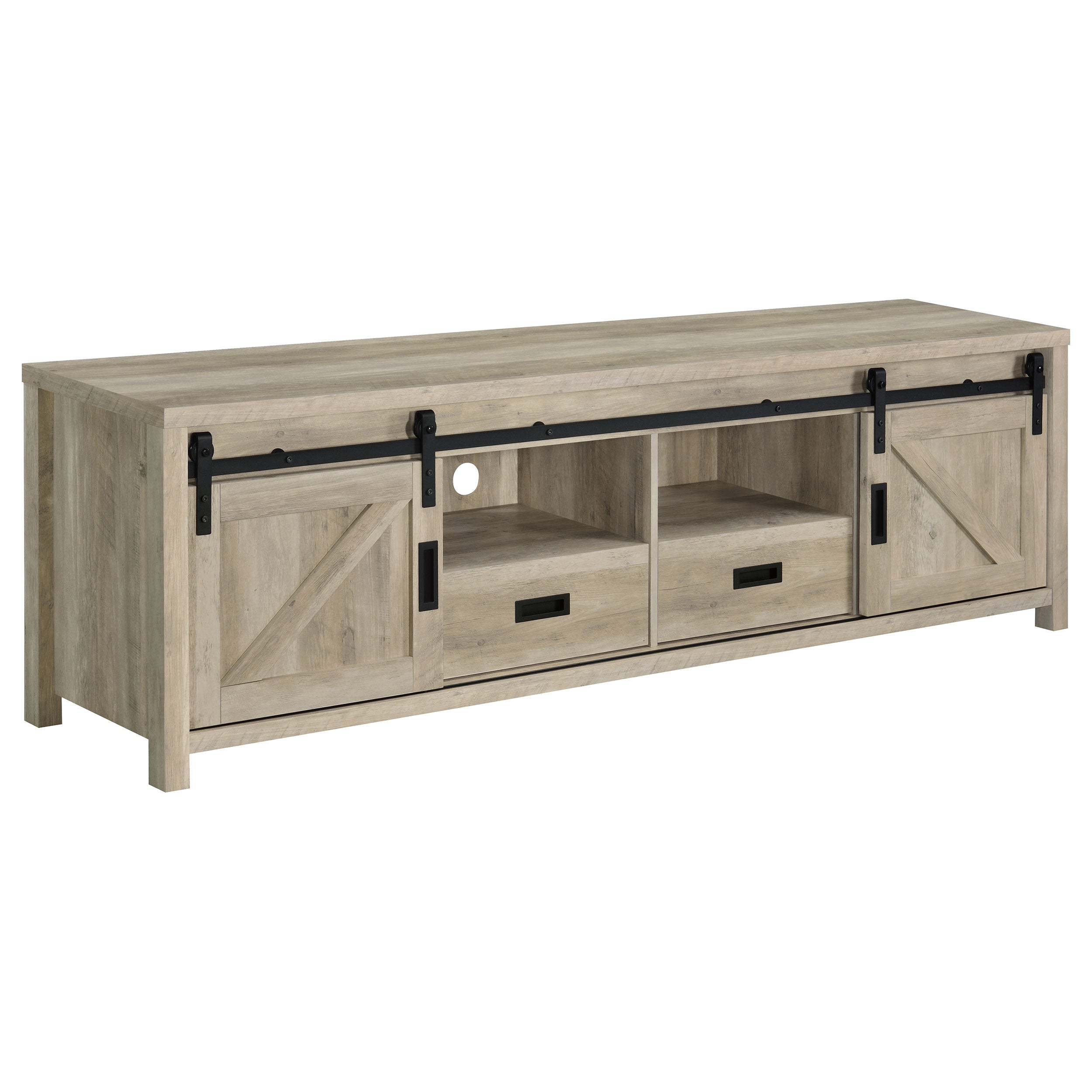 Dar Furniture - Coaster - Madra 2-door Engineered Wood 79-inch TV Stand Distressed Pine - 736263