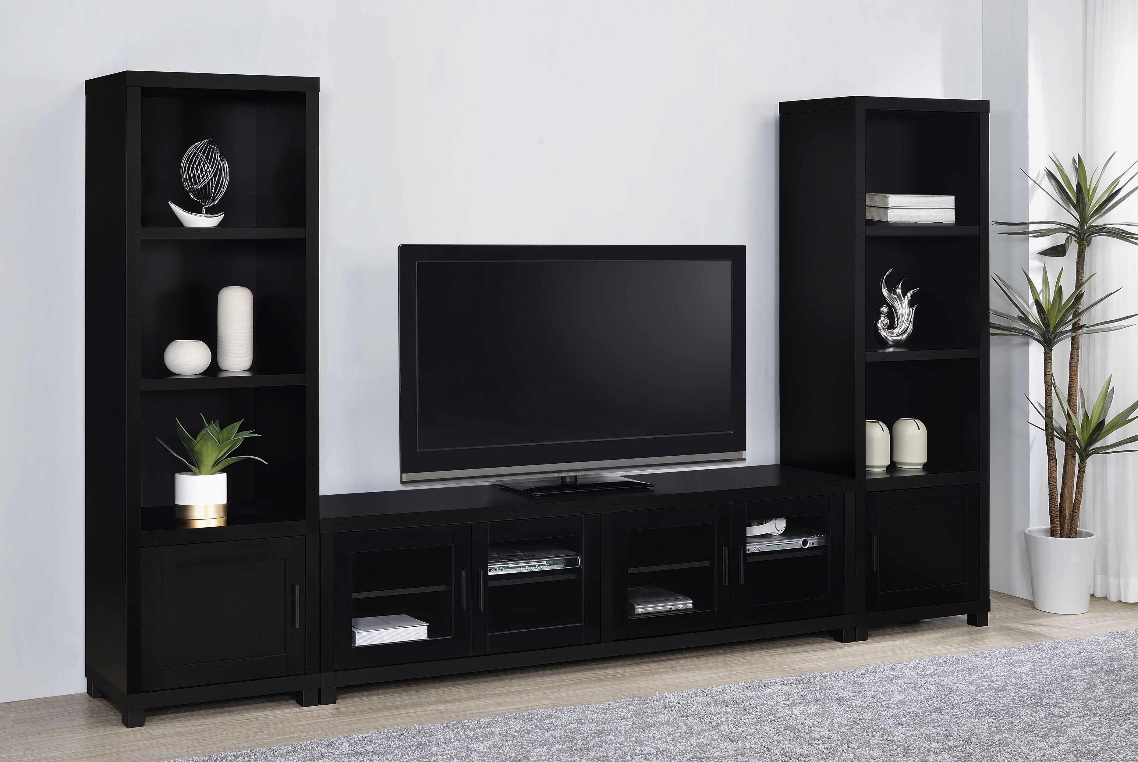 Dar Furniture - Coaster - Jupiter 3-piece Entertainment Center 79-inch TV Stand Black - 736303-SET