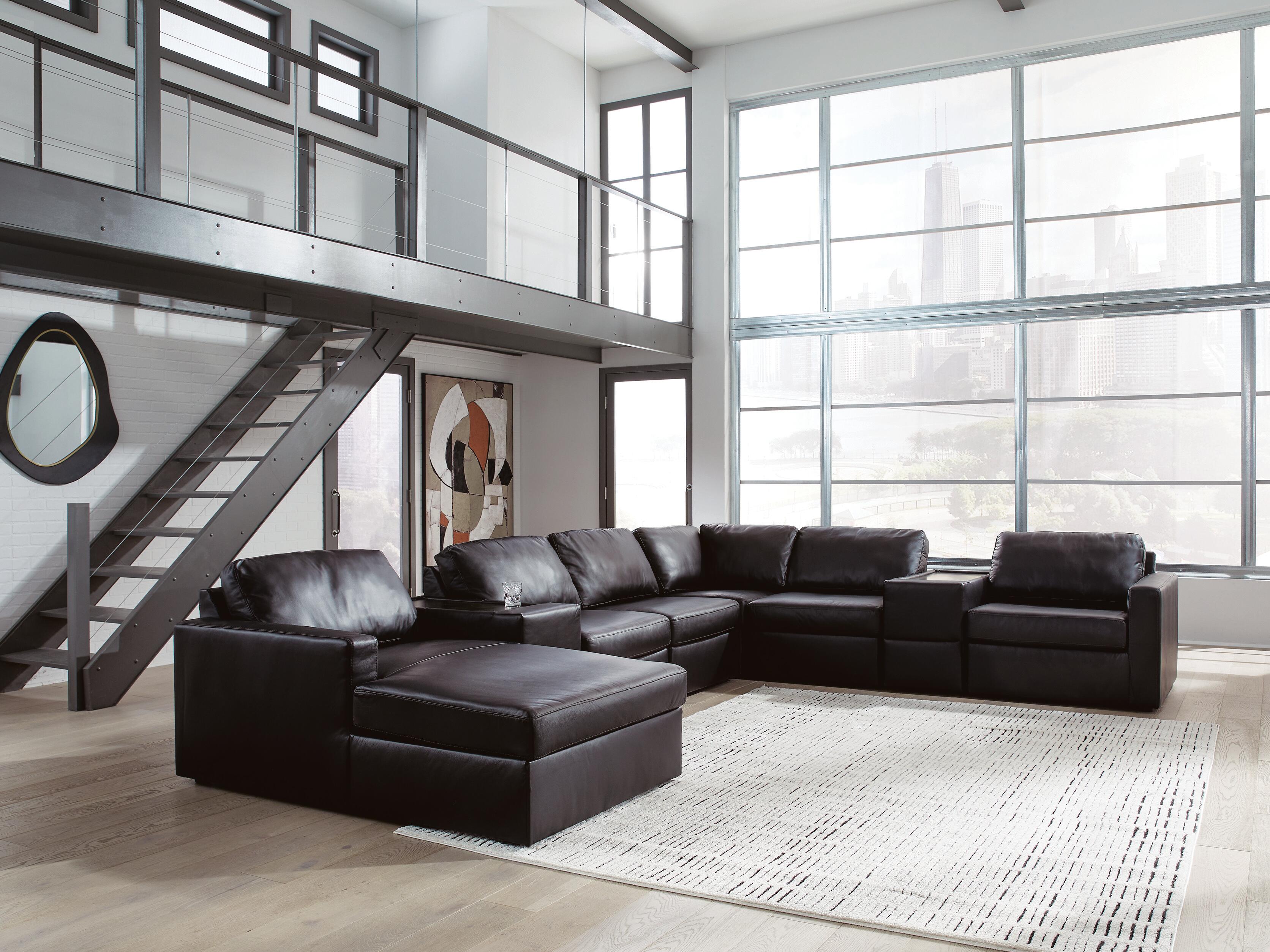 Dar Furniture - Ashley Furniture - Modmax II 8-Piece Sectional with Chaise and Storage Consoles - RAF 8-Piece Sectional with Chaise and Storage Consoles / Black - 74305S43