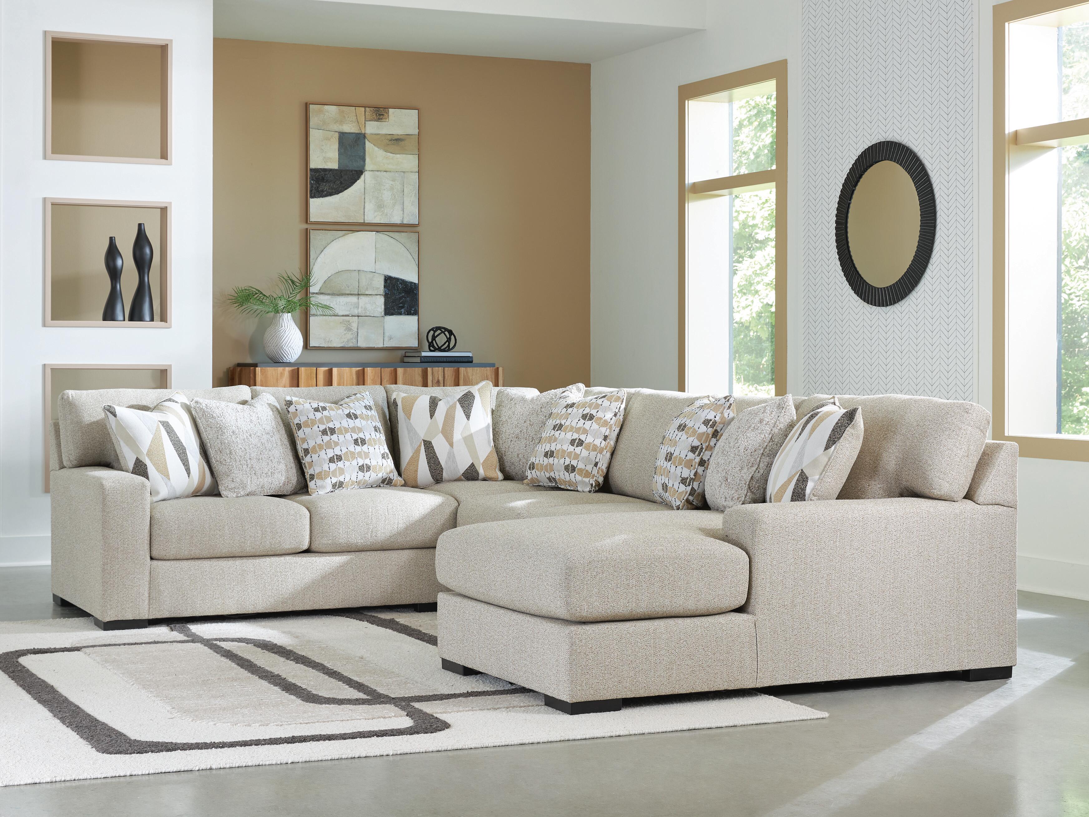 Dar Furniture - Ashley Furniture - Laurelgrove 4-Piece Sectional with Chaise - RAF 4-Piece Sectional with Chaise / Pebble - 75105S2