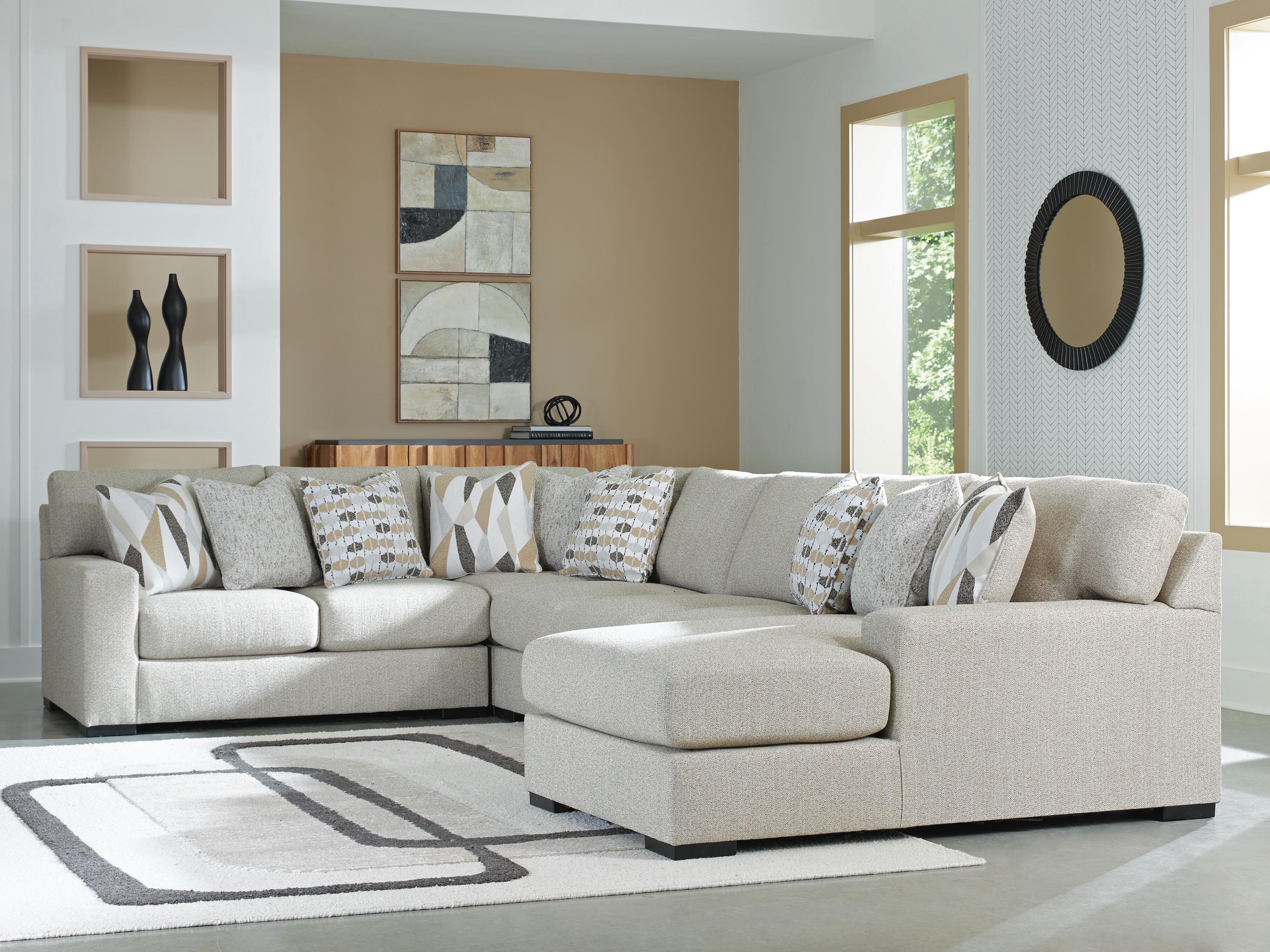 Dar Furniture - Ashley Furniture - Laurelgrove 5-Piece Sectional with Chaise - RAF 5-Piece Sectional with Chaise / Pebble - 75105S12