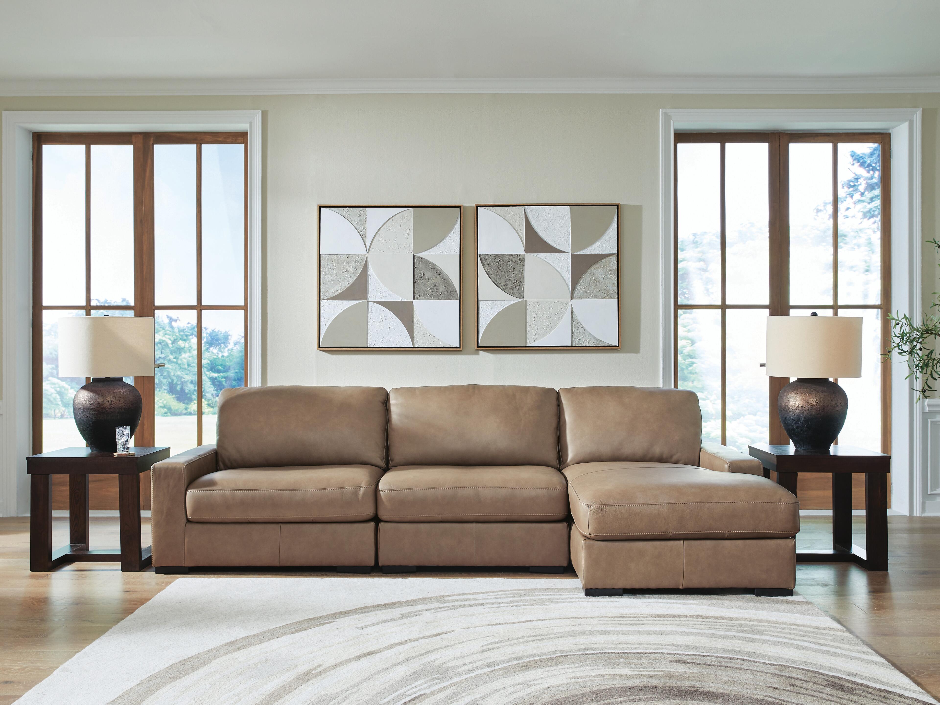 Dar Furniture - Ashley Furniture - Veronella 3-Piece Sectional with Chaise - RAF 3-Piece Sectional with Chaise / Sahara - 76106S6