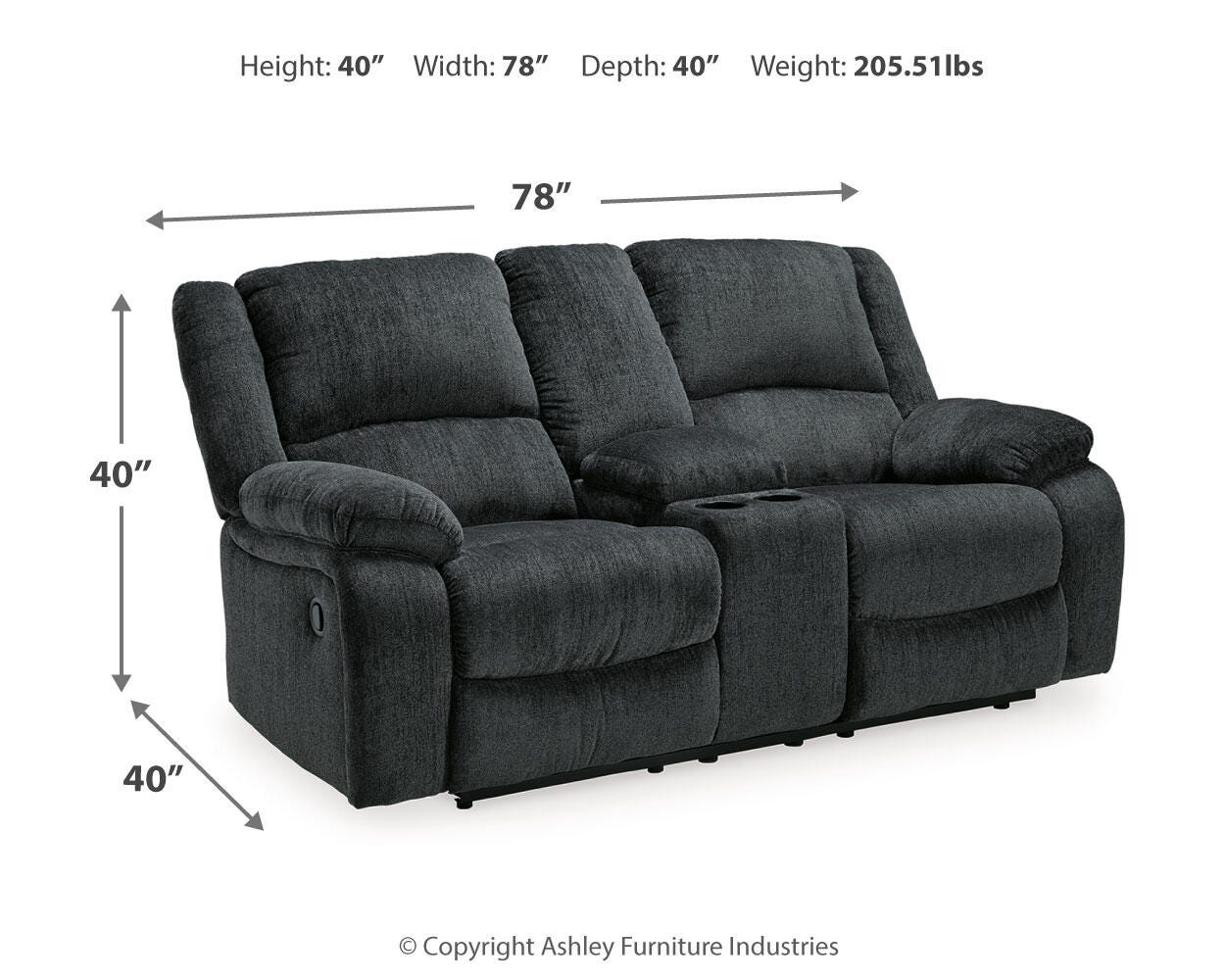 Draycoll Reclining Loveseat with Console