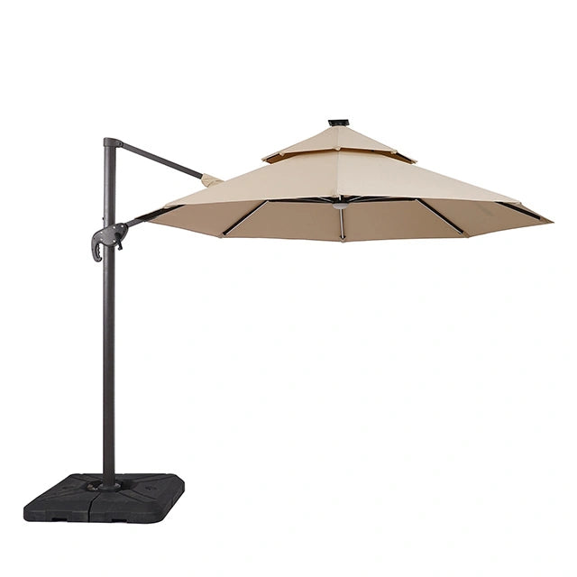 Fera 10 Ft Round Umbrella w/ LED Bulb + 37" Large Base