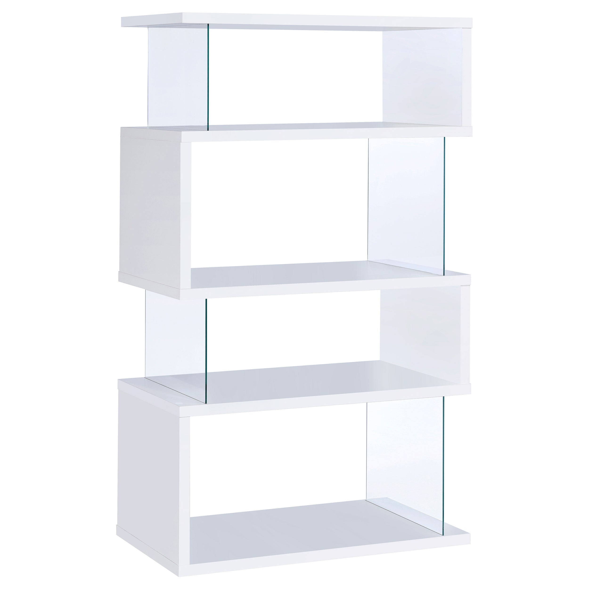 Dar Furniture - Coaster - Emelle 63-inch 4-shelf Glass Panel Bookshelf White - 800300