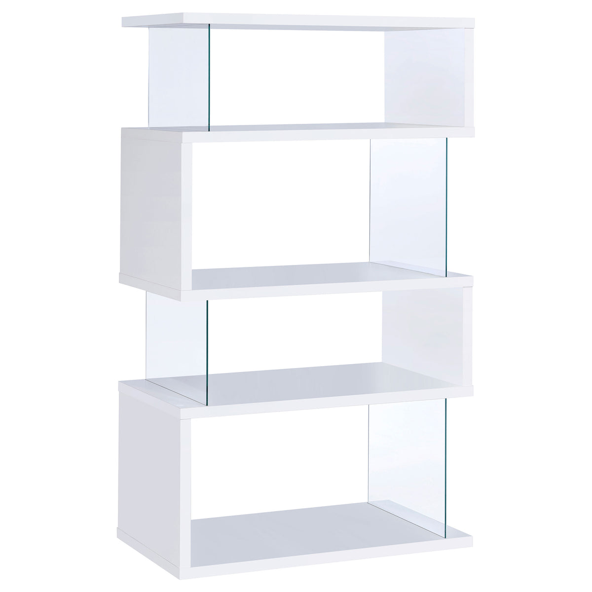 Dar Furniture - Coaster - Emelle 63-inch 4-shelf Glass Panel Bookshelf White - 800300