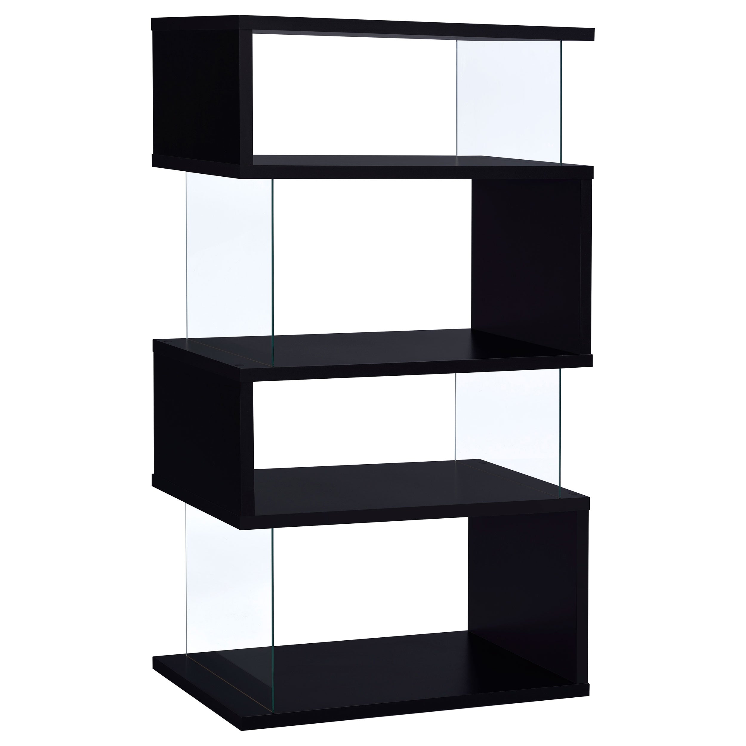 Dar Furniture - Coaster - Emelle 63-inch 4-shelf Glass Panel Bookshelf Black - 800340