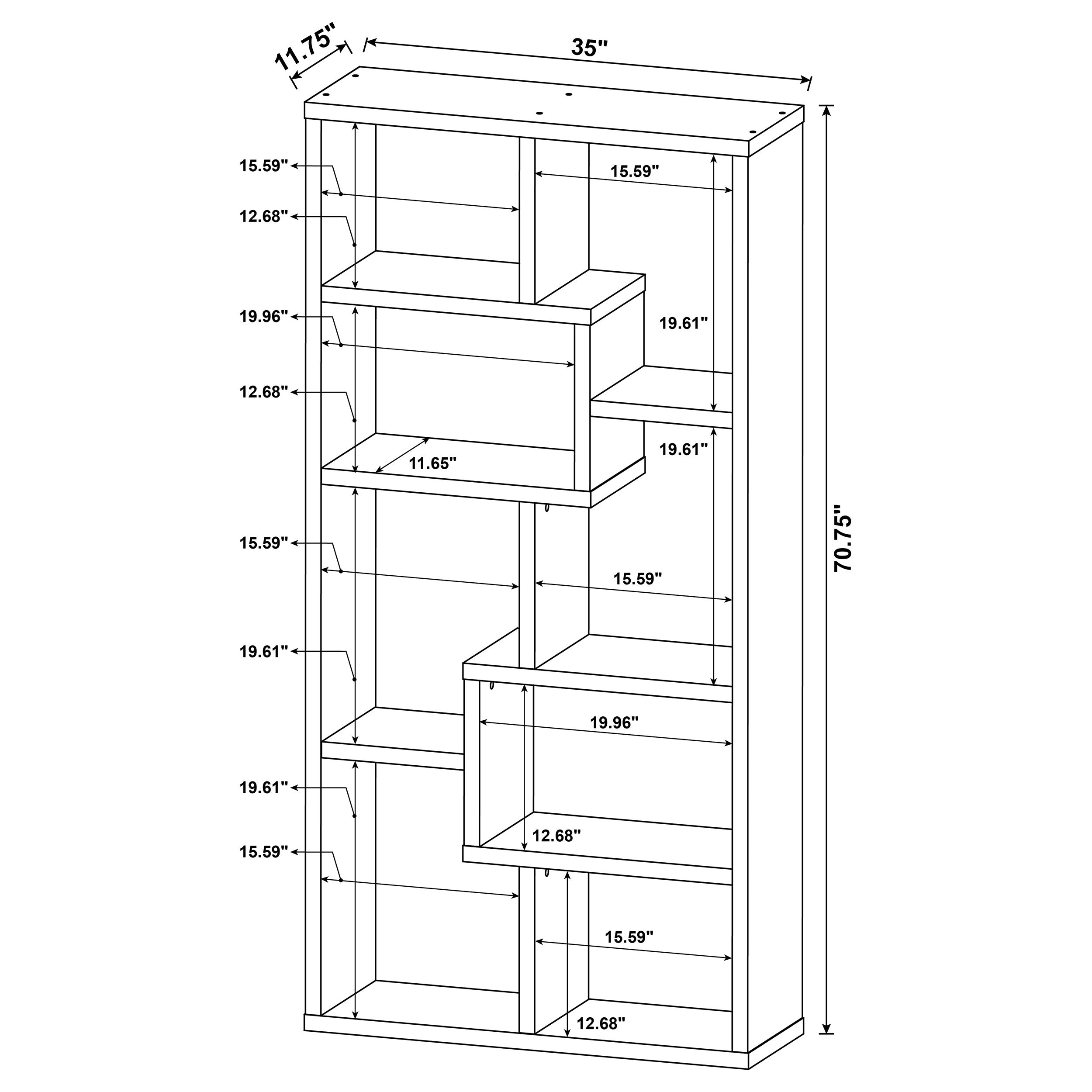 Theo 71-inch 6-shelf Bookshelf Weathered Grey