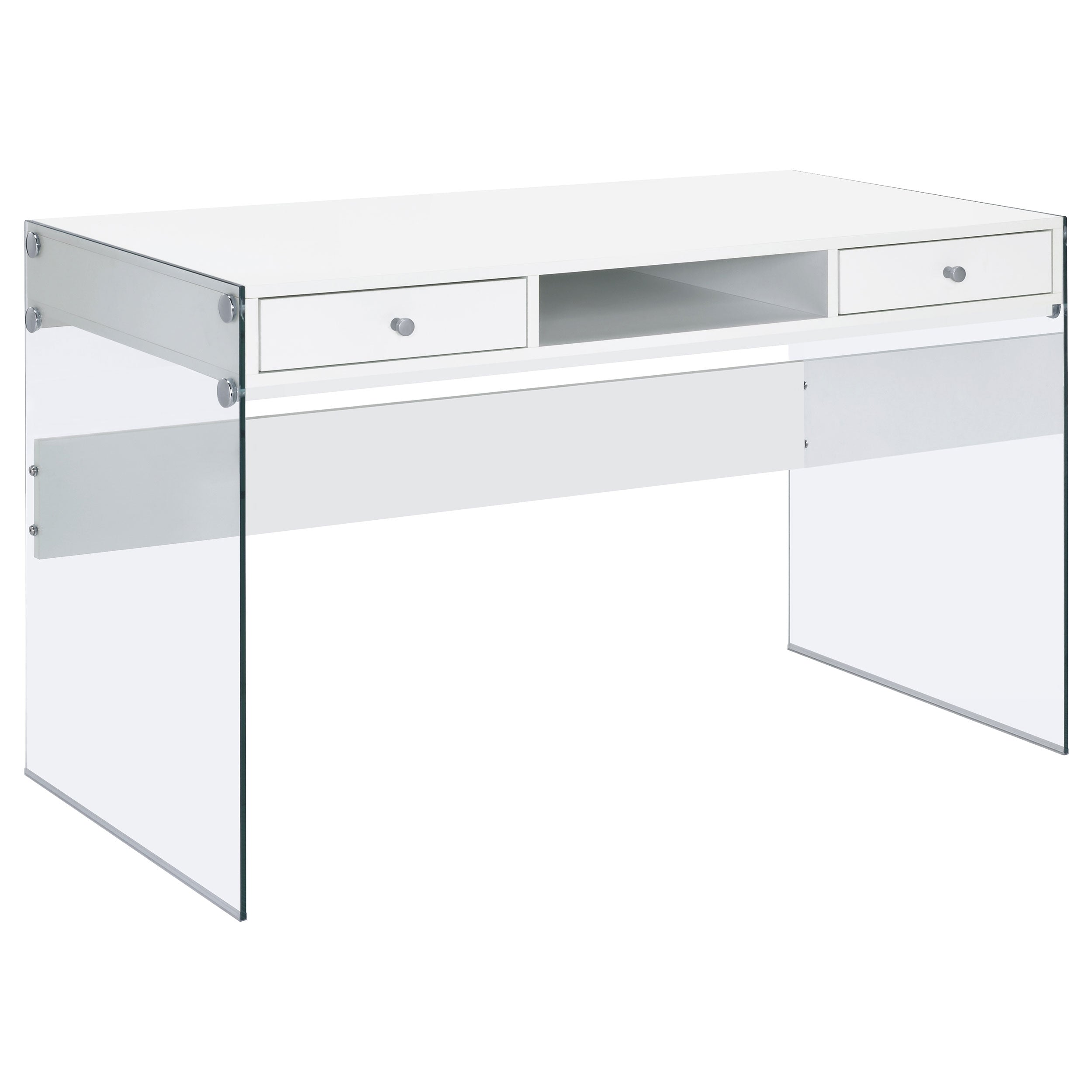 Dar Furniture - Coaster - Dobrev 48-inch 2-drawer Writing Desk White High Gloss - 800829